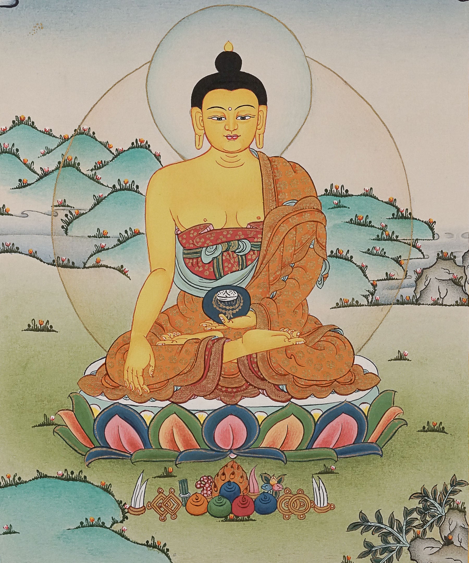 Shakyamuni Buddha Thangka - Tibetan Painting 