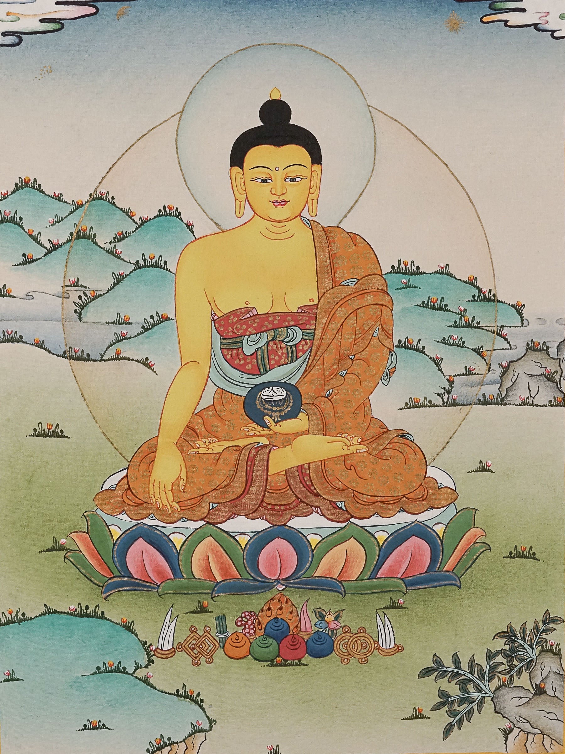 Shakyamuni Buddha Thangka - Tibetan Painting 