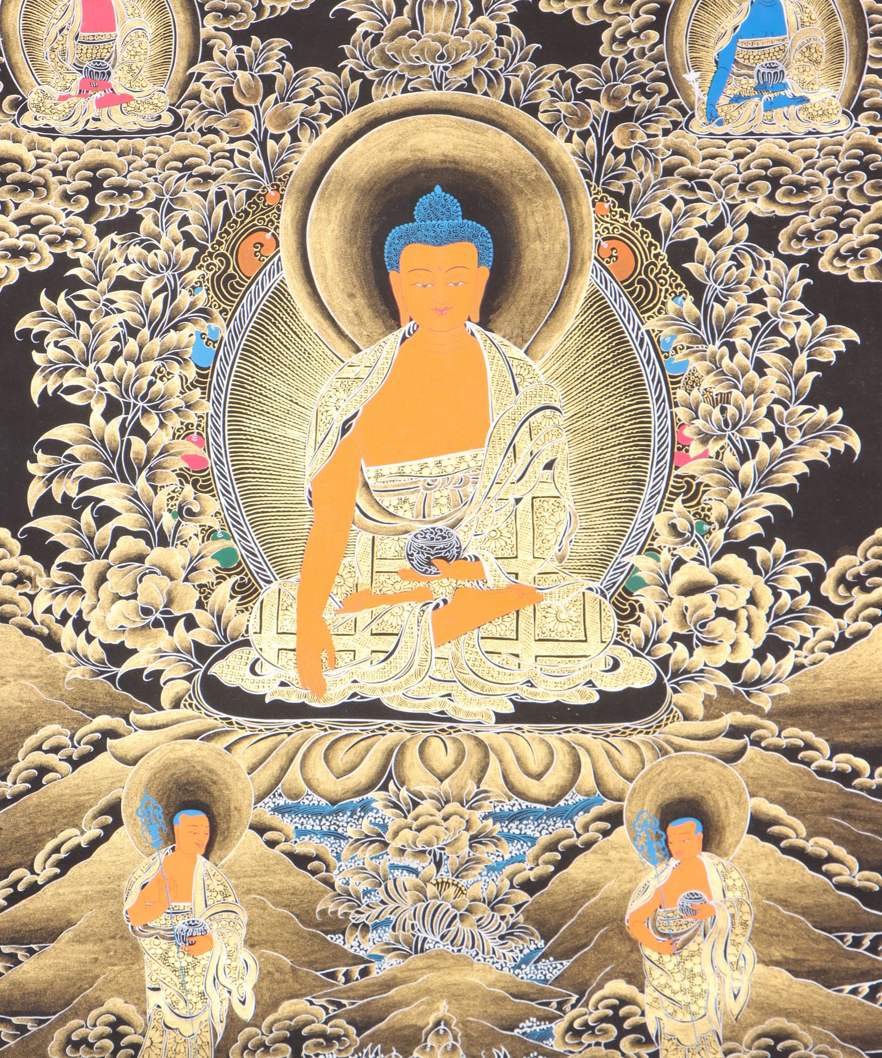 Shakyamuni Buddha Thangka for prayer and meditation.