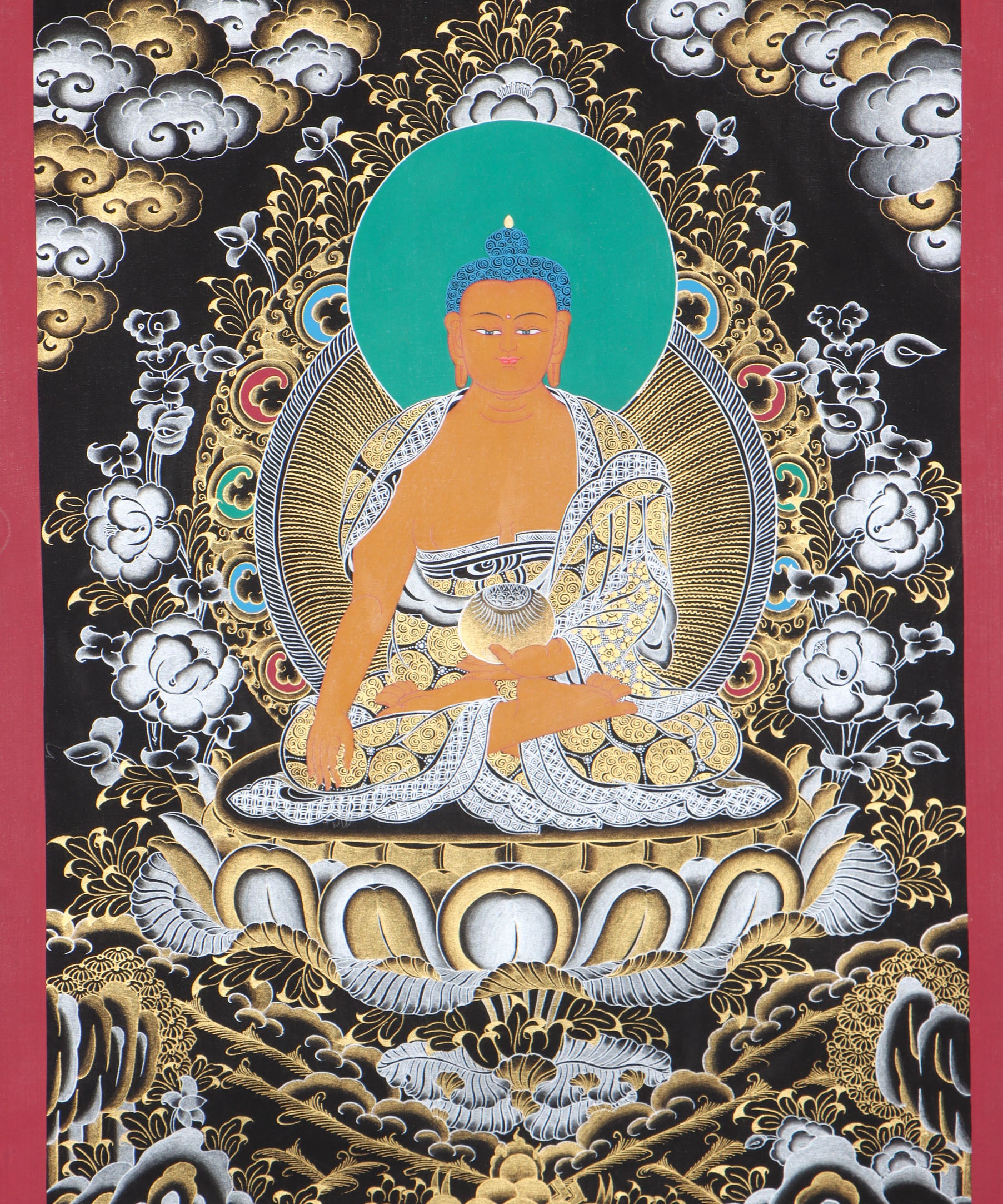 Shakyamuni Buddha Thangka for wall spirituality and meditation.