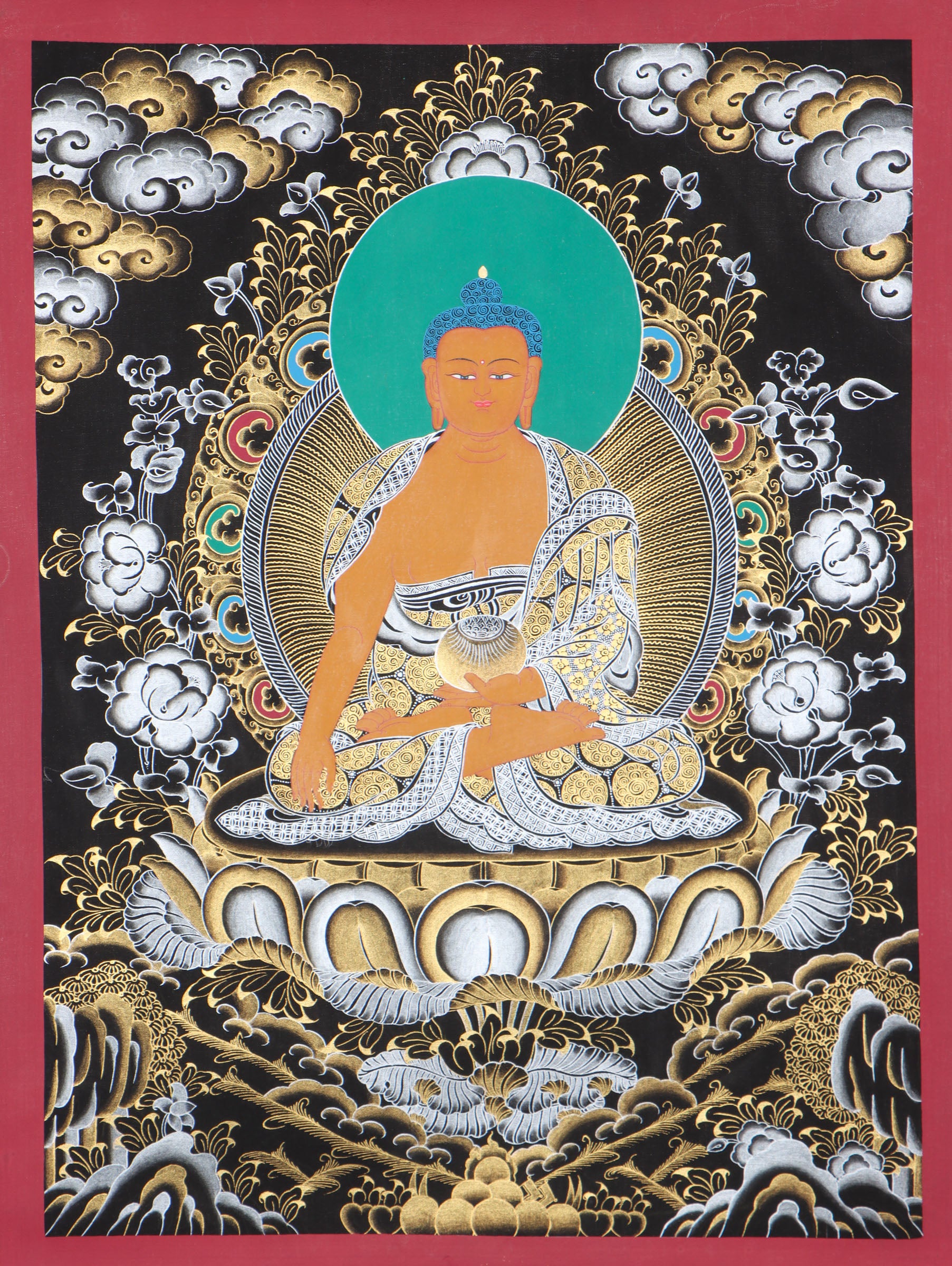 Shakyamuni Buddha Thangka for wall spirituality and meditation.