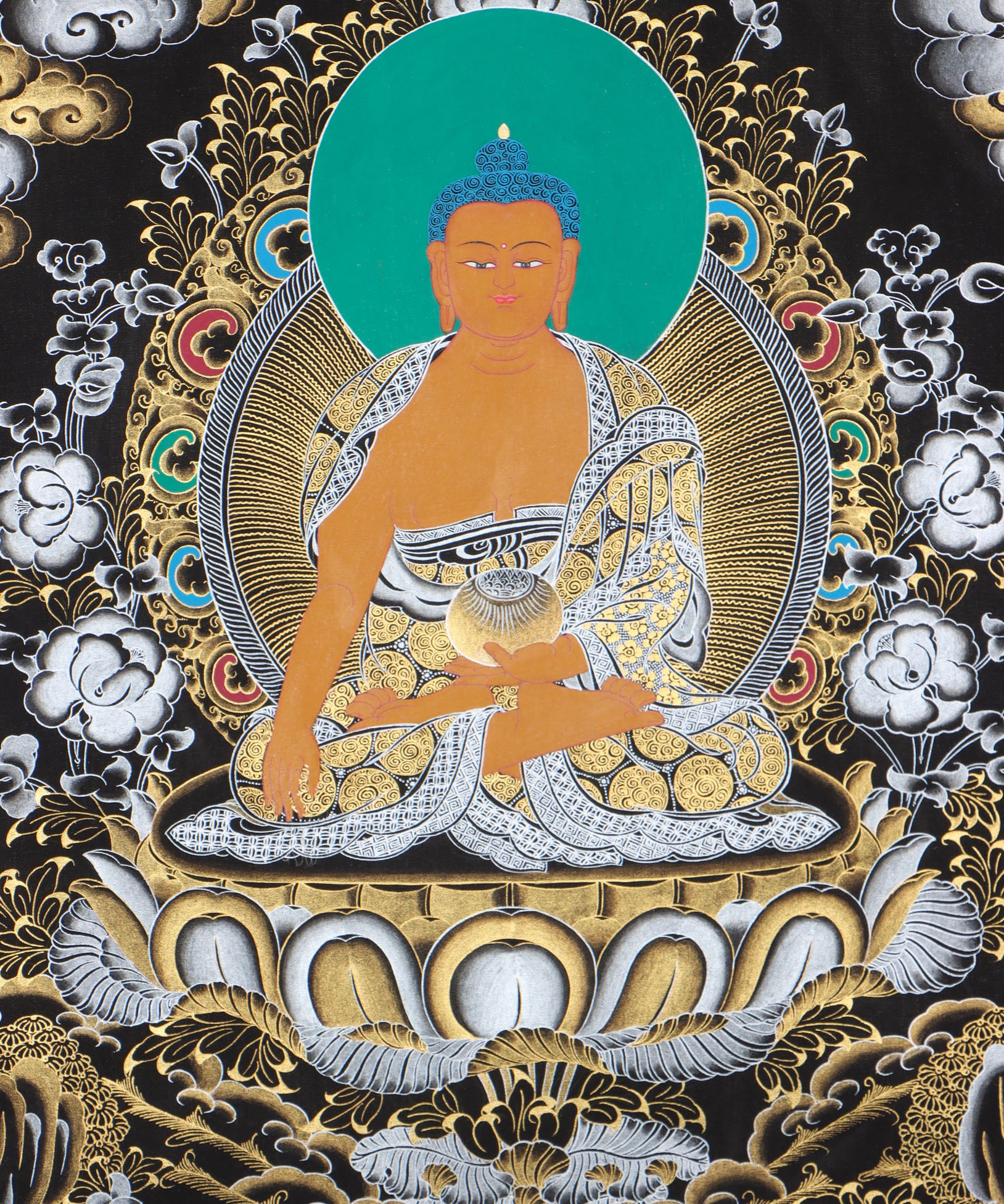 Shakyamuni Buddha Thangka for wall spirituality and meditation.