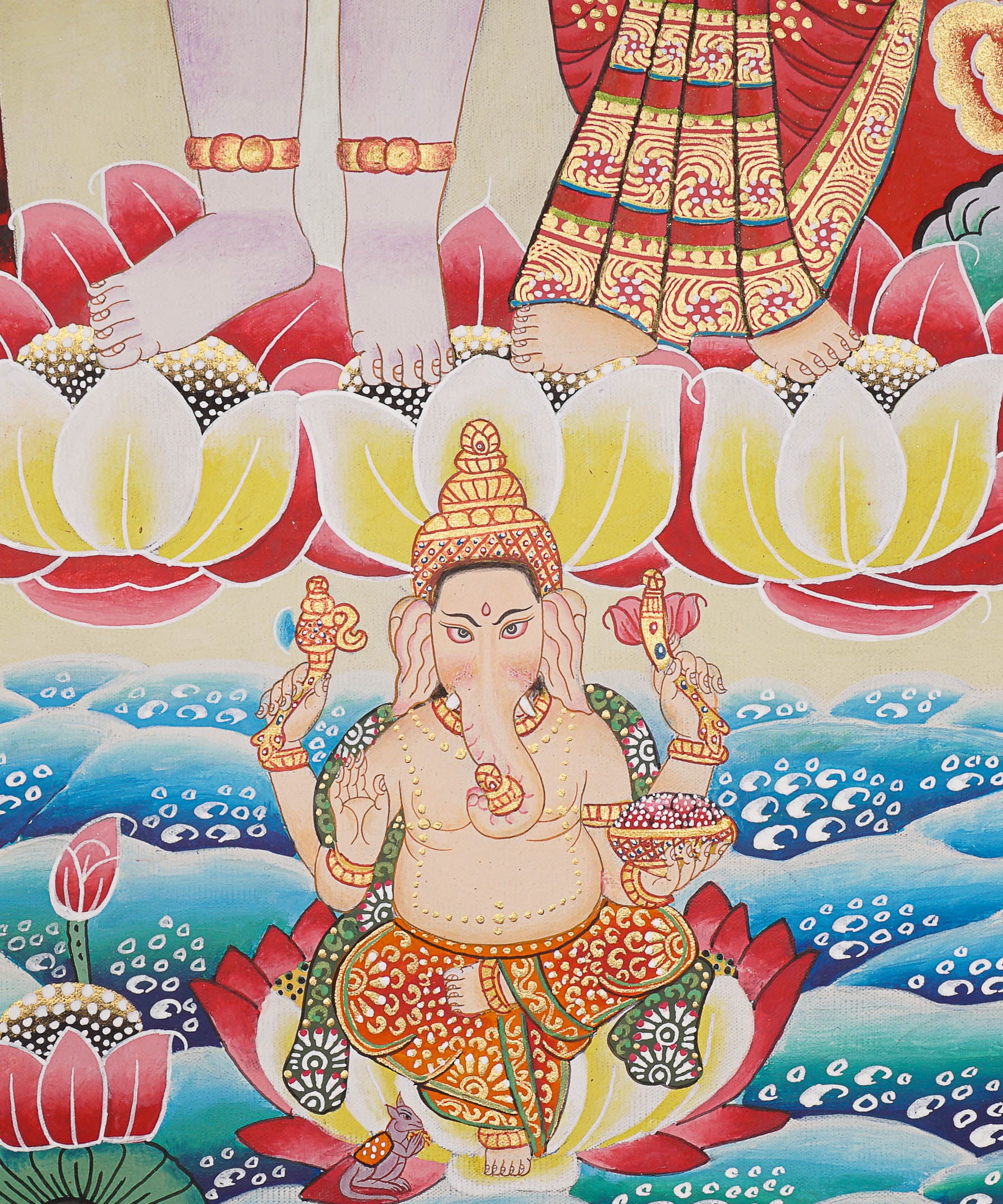 Shiva Shakti Thangka - Handpainted Art on cotton canvas