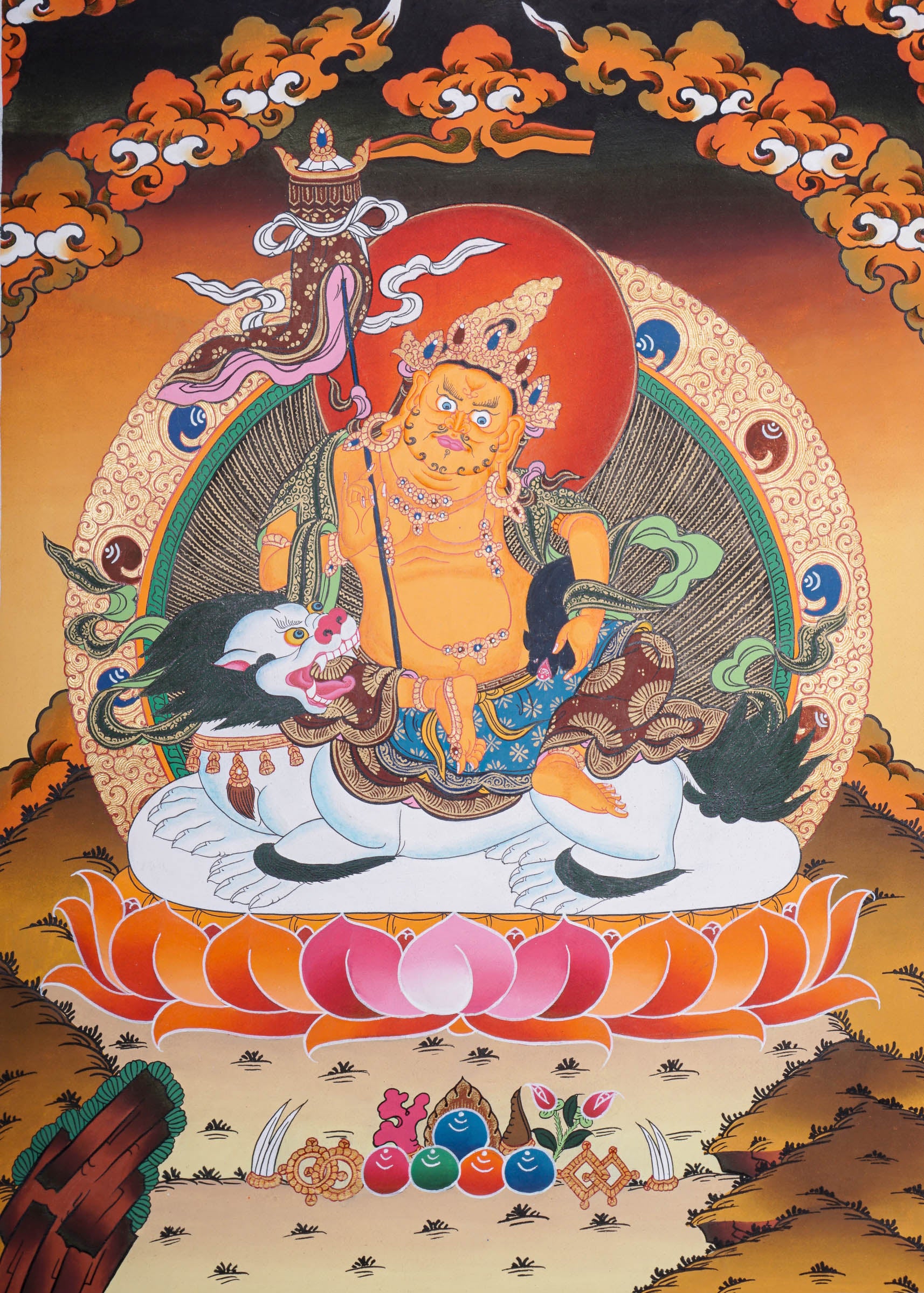 Singh Zambala Thangka Painting - Handpainted Art