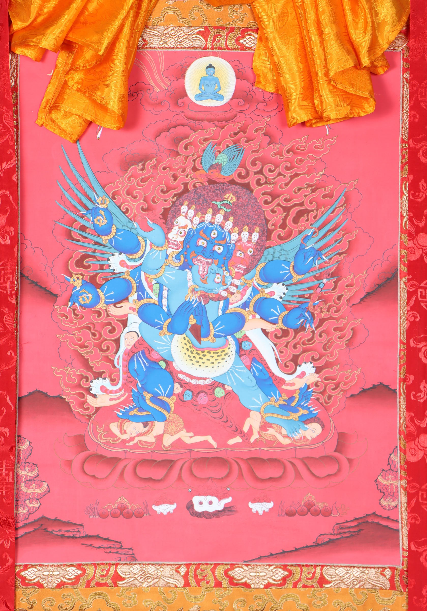 Vajrakilaya Brocade Thangka Painting for devotion, meditation, and ritualistic ceremonies.