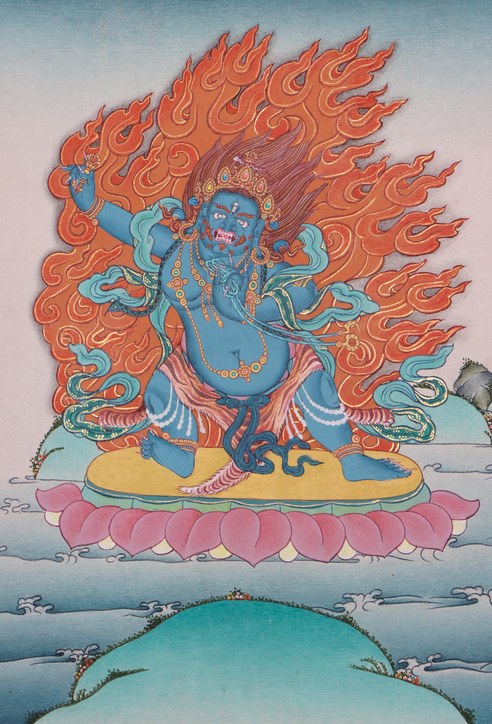 Vajrapani  Thangka Painting on canvas for protection of Dharma