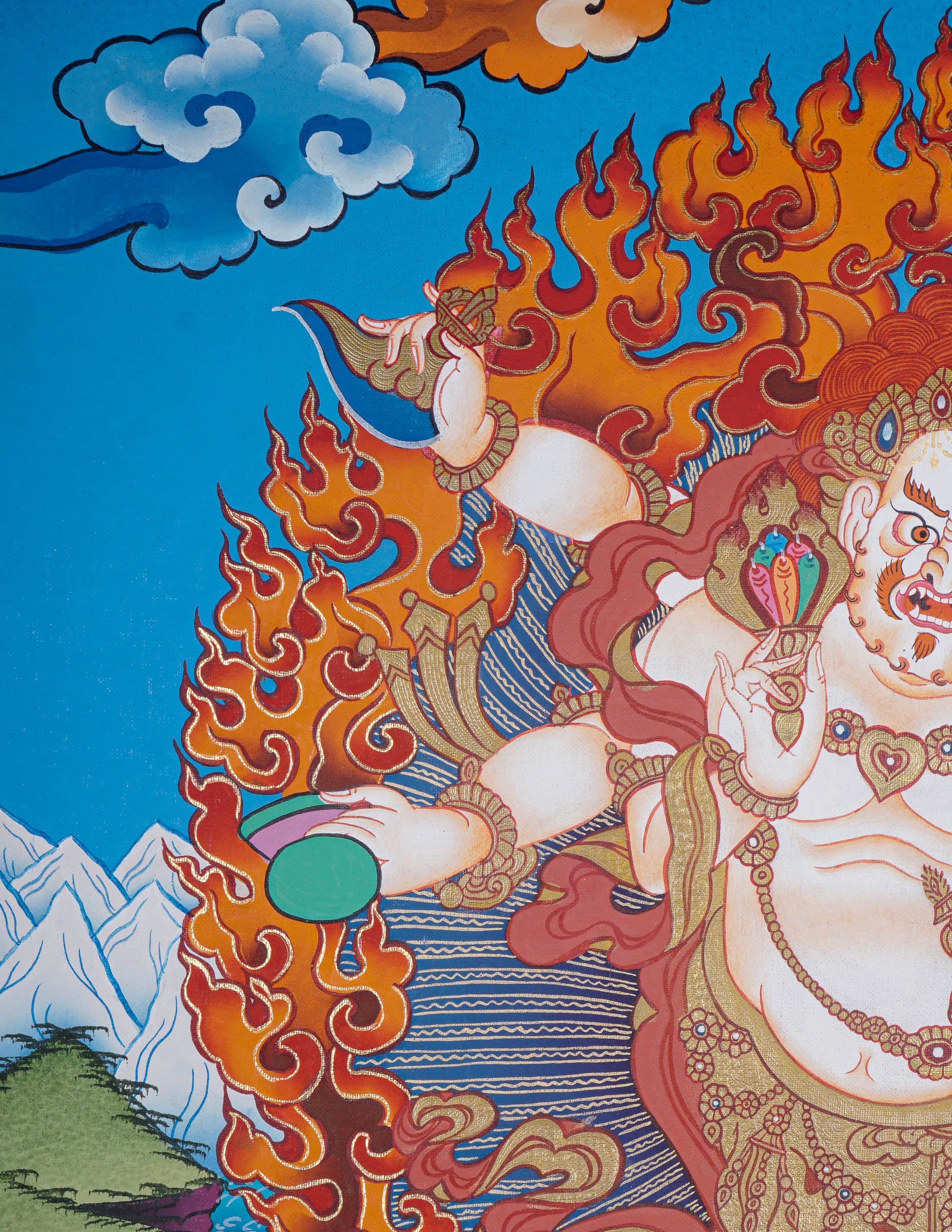 White Mahakala Thangka Painting