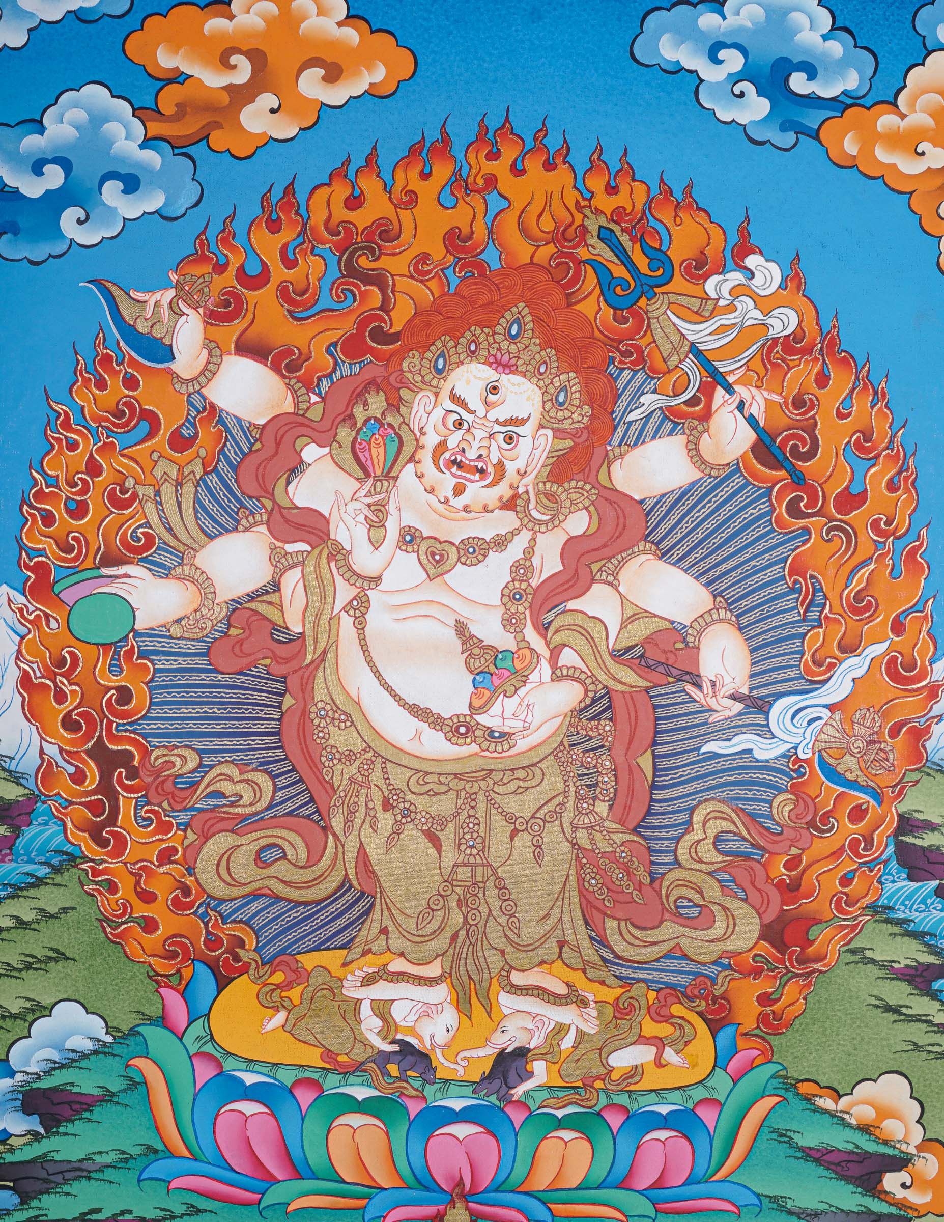 White Mahakala Thangka Painting 
