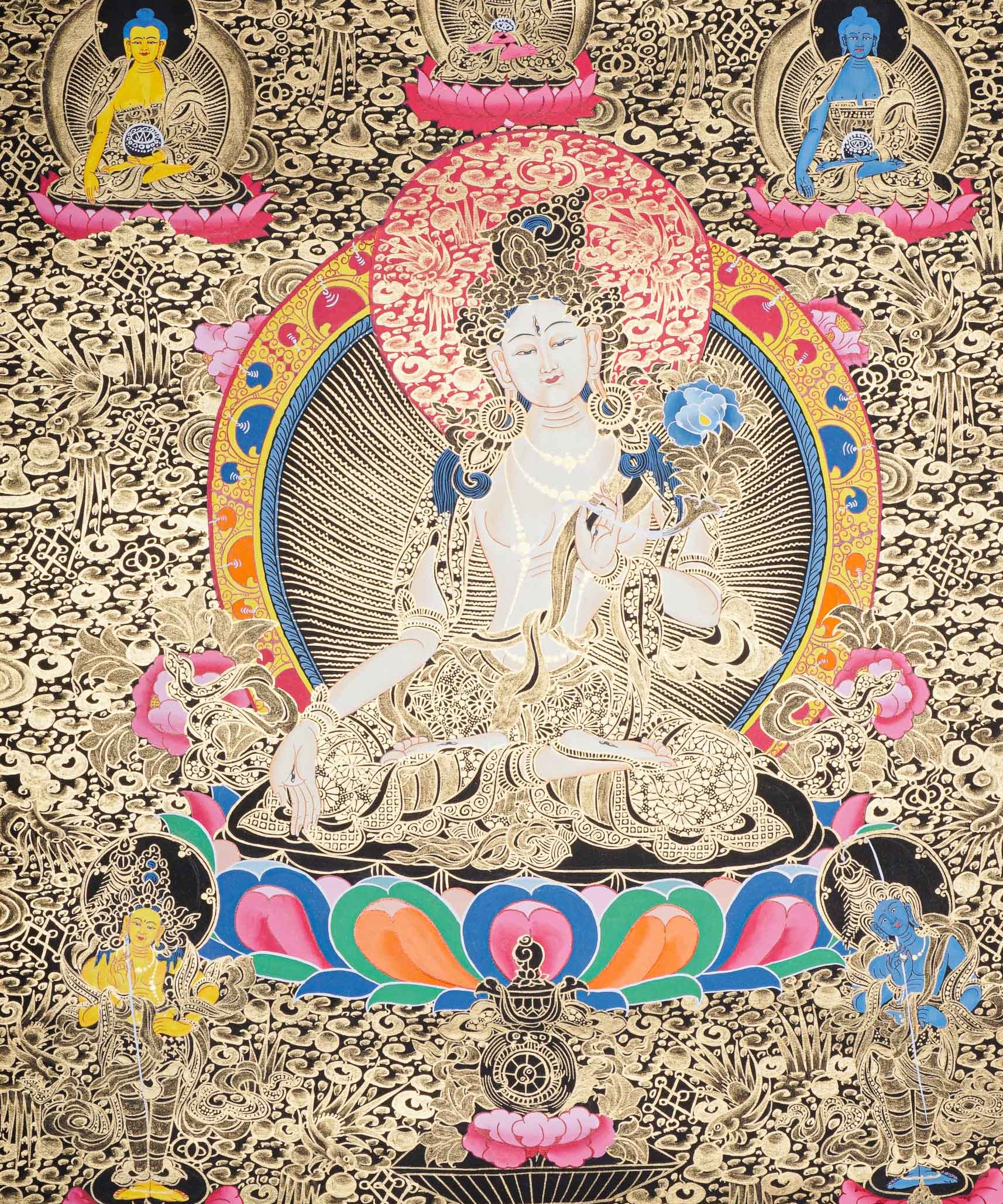 White Tara Thangka - Tibetan Painting 