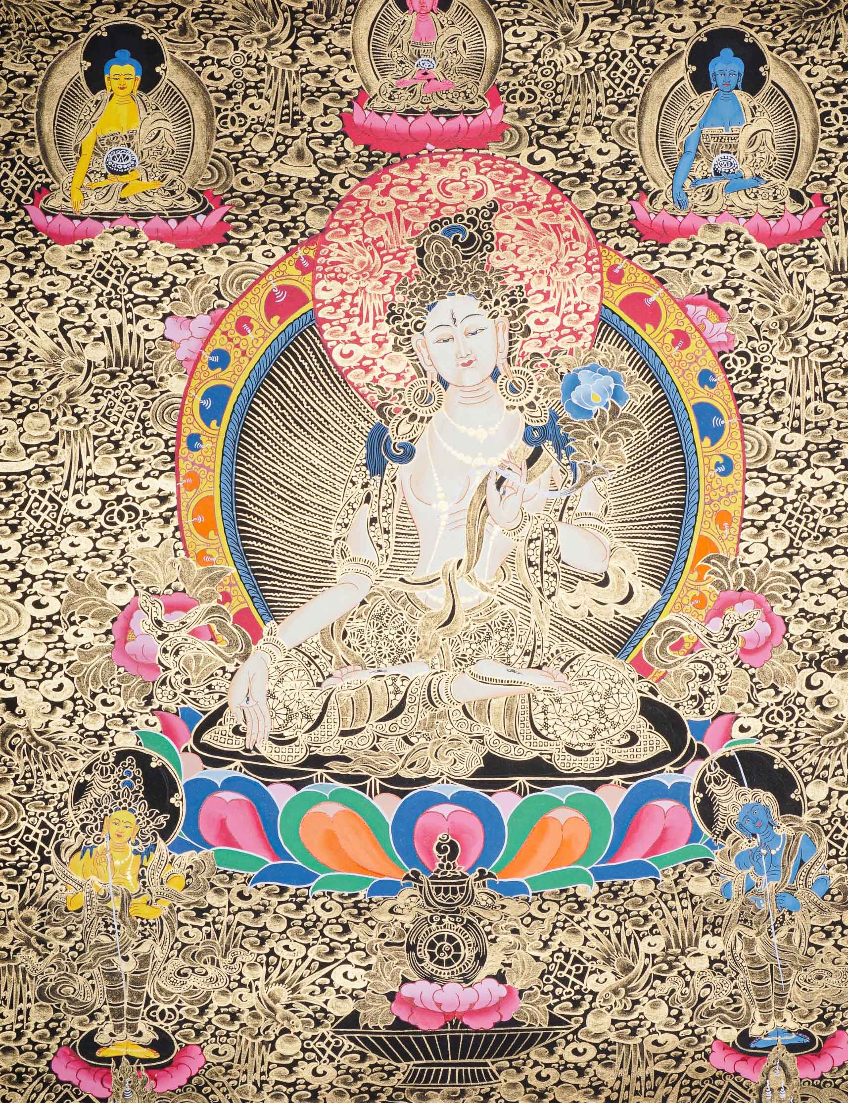 White Tara Thangka - Tibetan Painting 