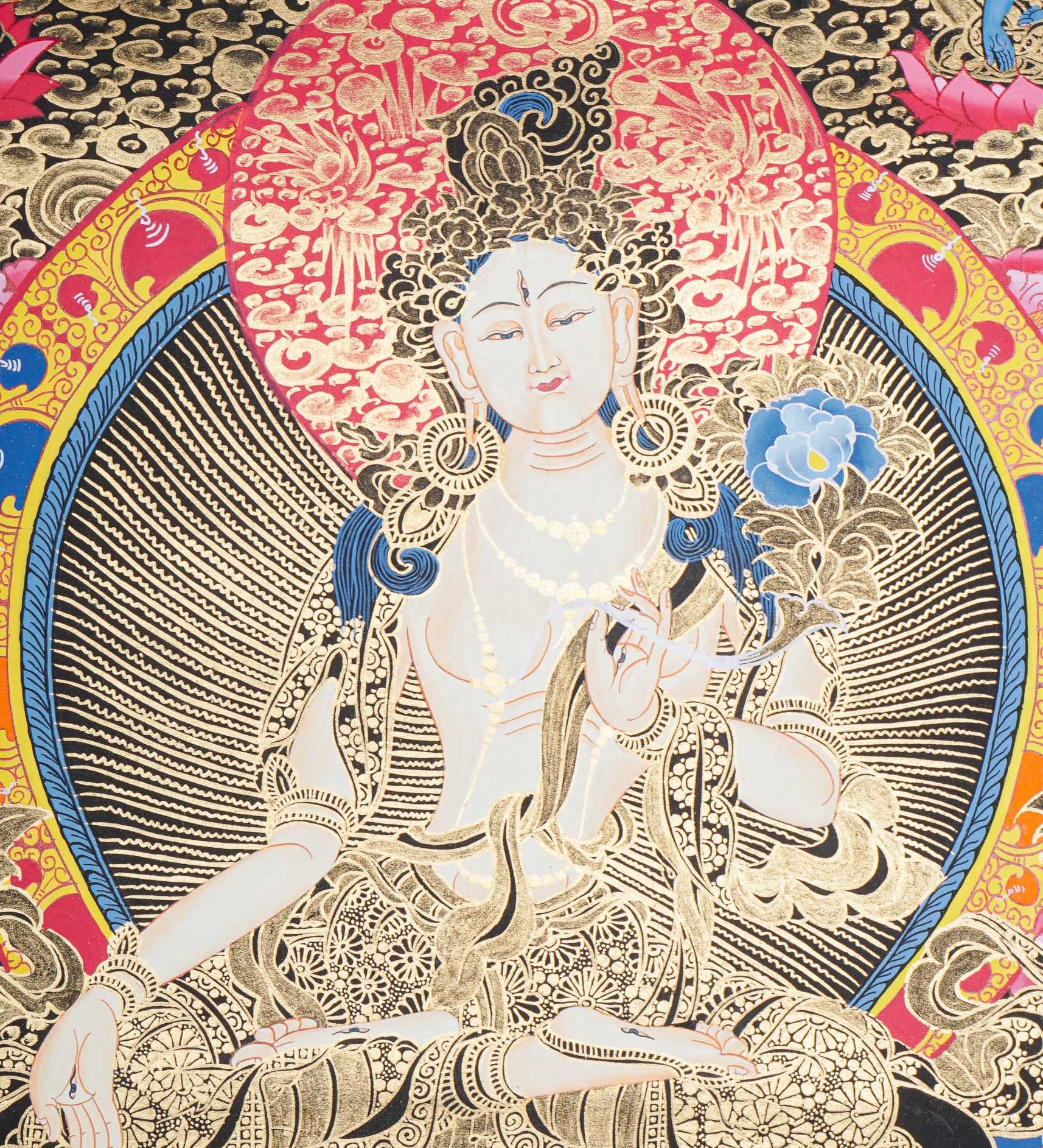 White Tara Thangka - Tibetan Painting