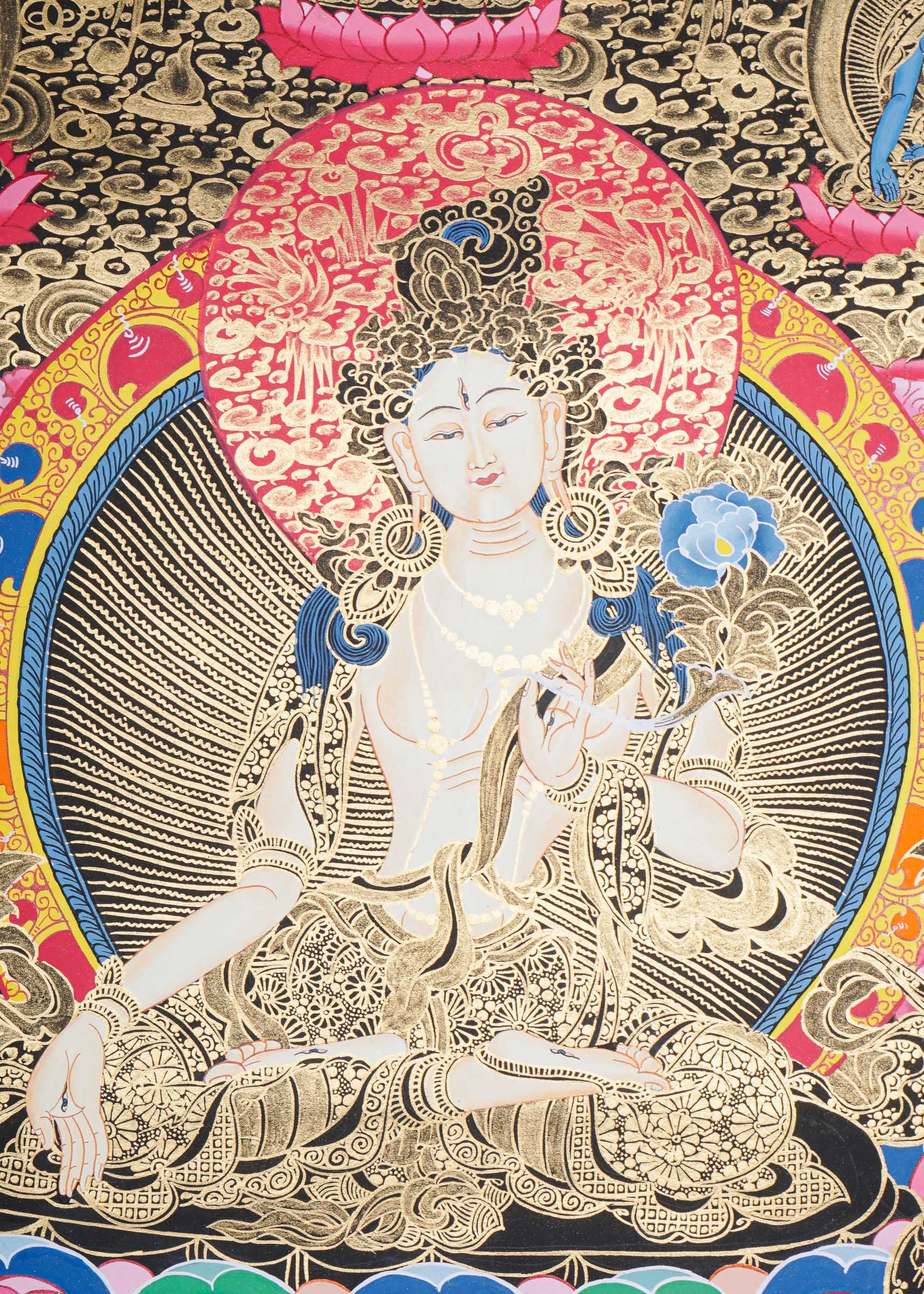 White Tara Thangka - Tibetan Painting