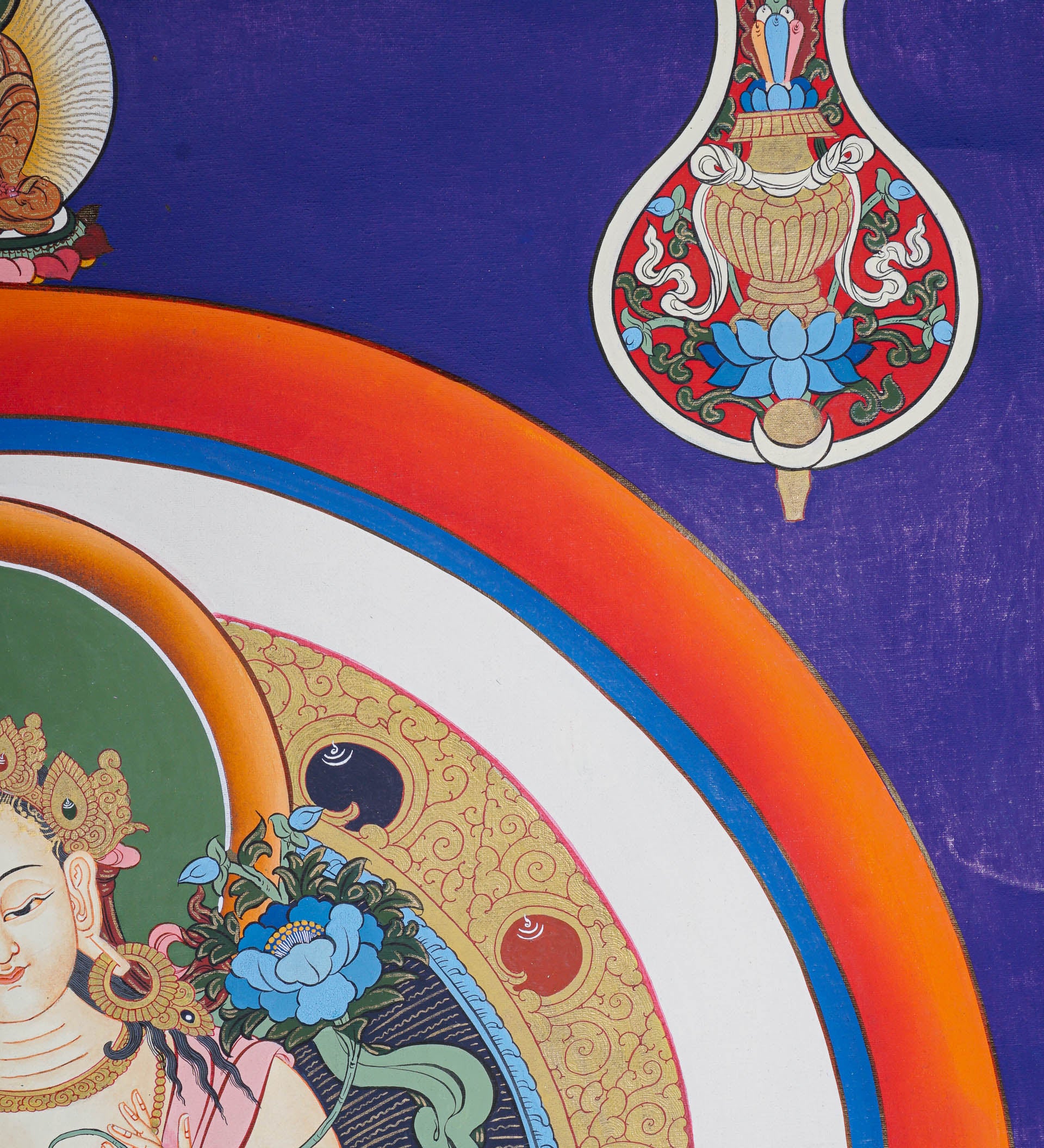 White Tara Thangka - Female deity painting