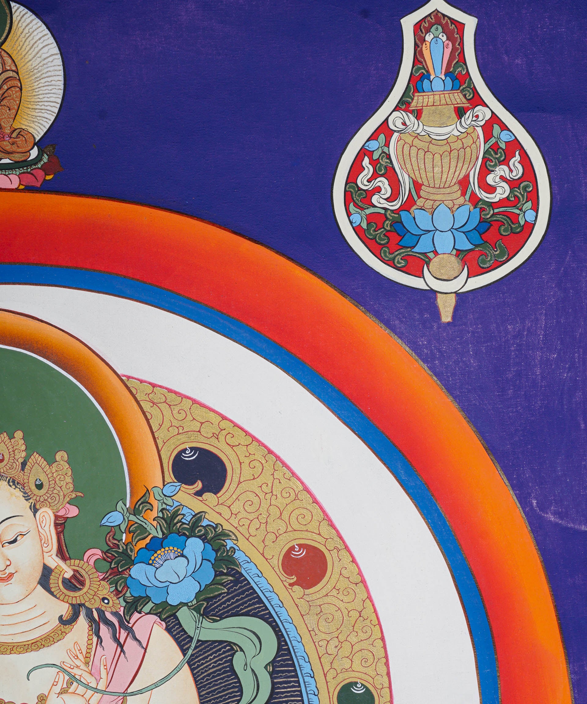 White Tara Thangka - Female deity painting