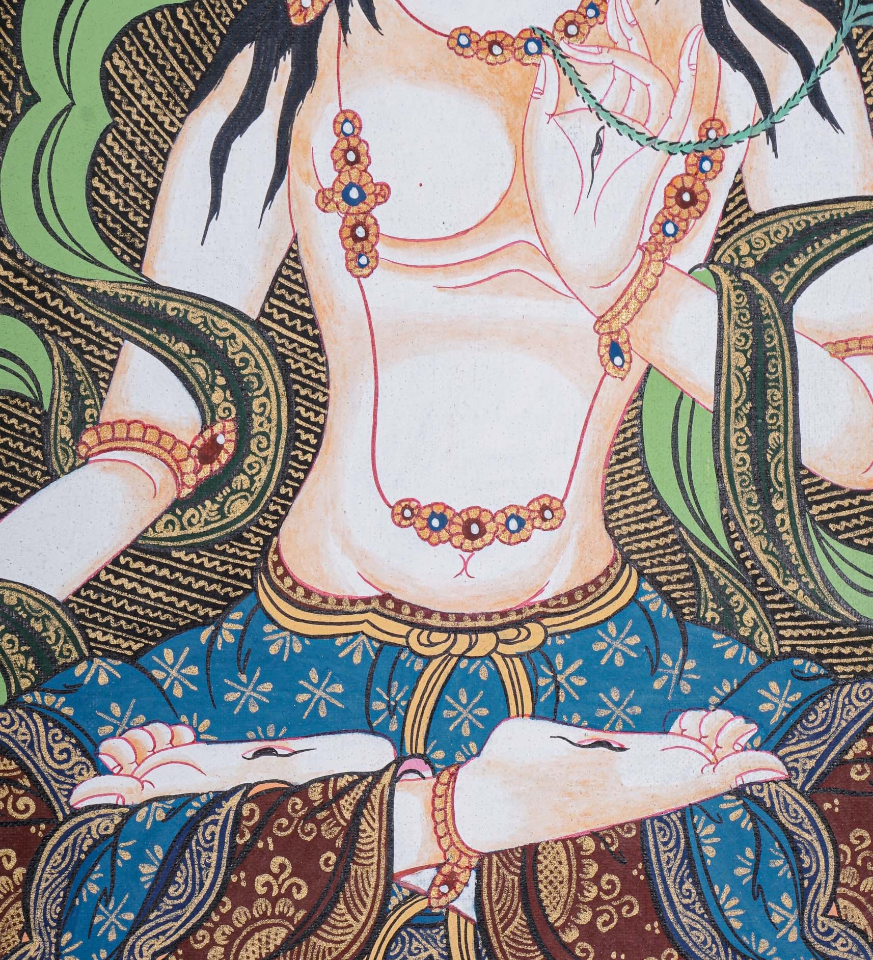 White Tara Thangka - Handpainted female deity