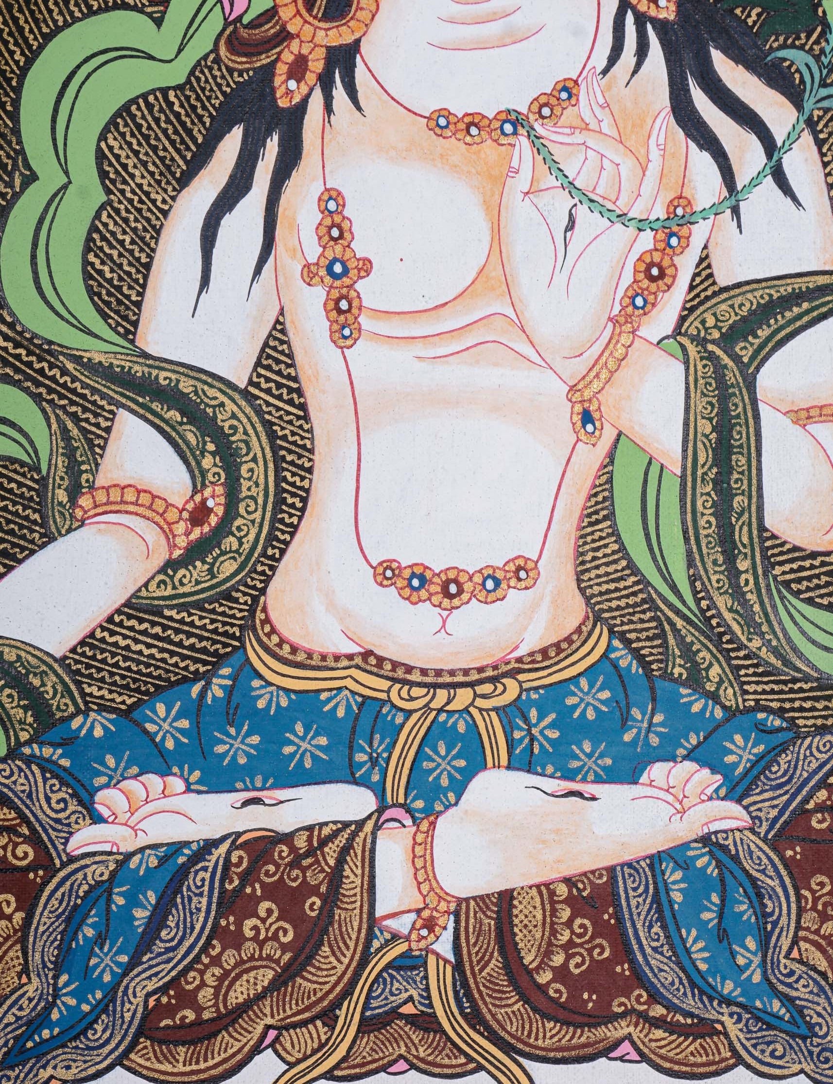 White Tara Thangka - Handpainted female deity