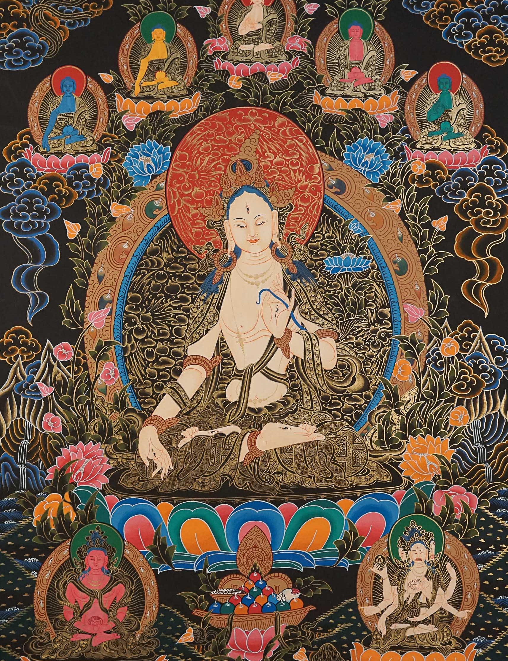 White Tara Thangka Painting for prayer and meditation.