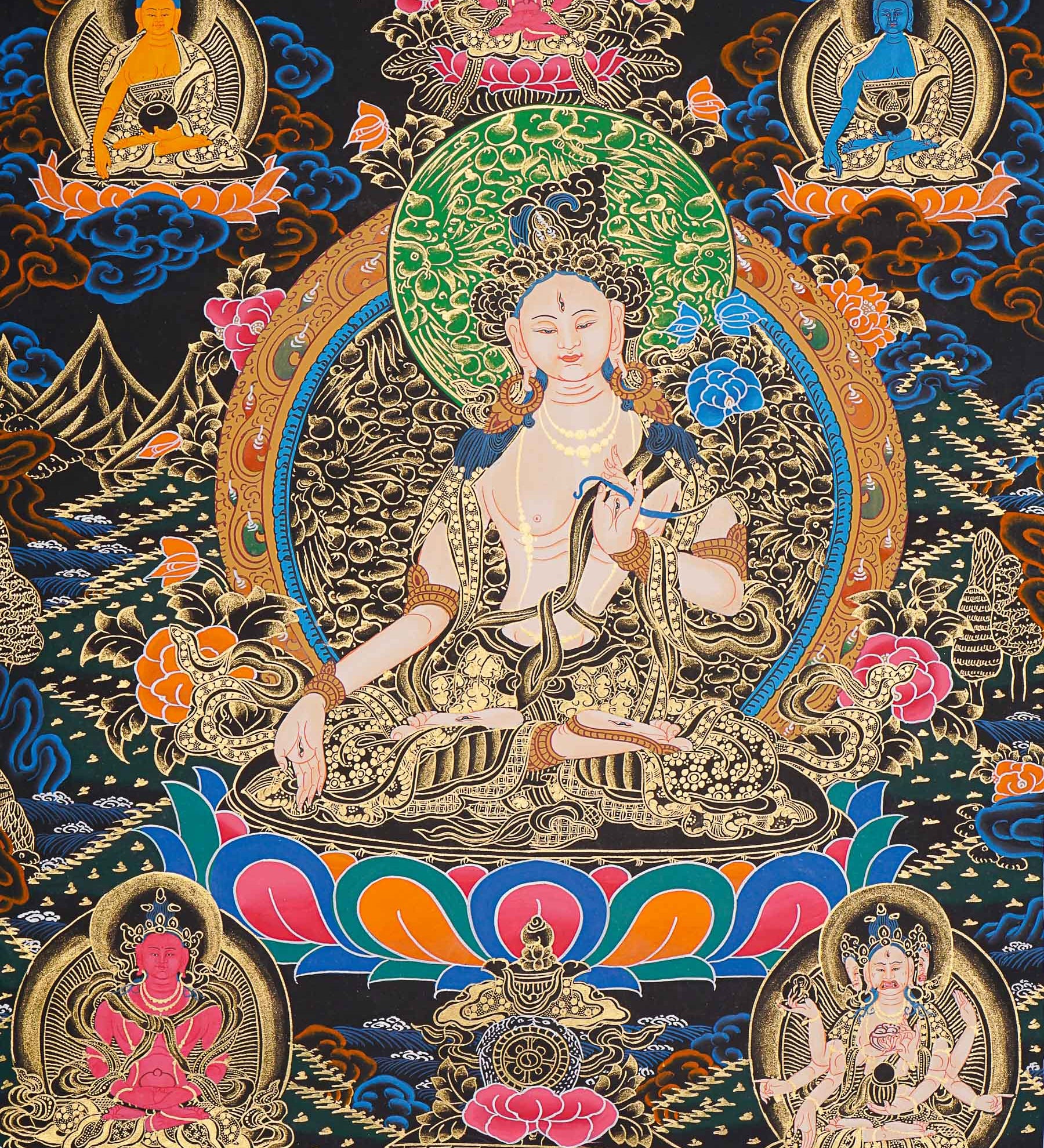 White Tara Thangka - Tibetan Painting