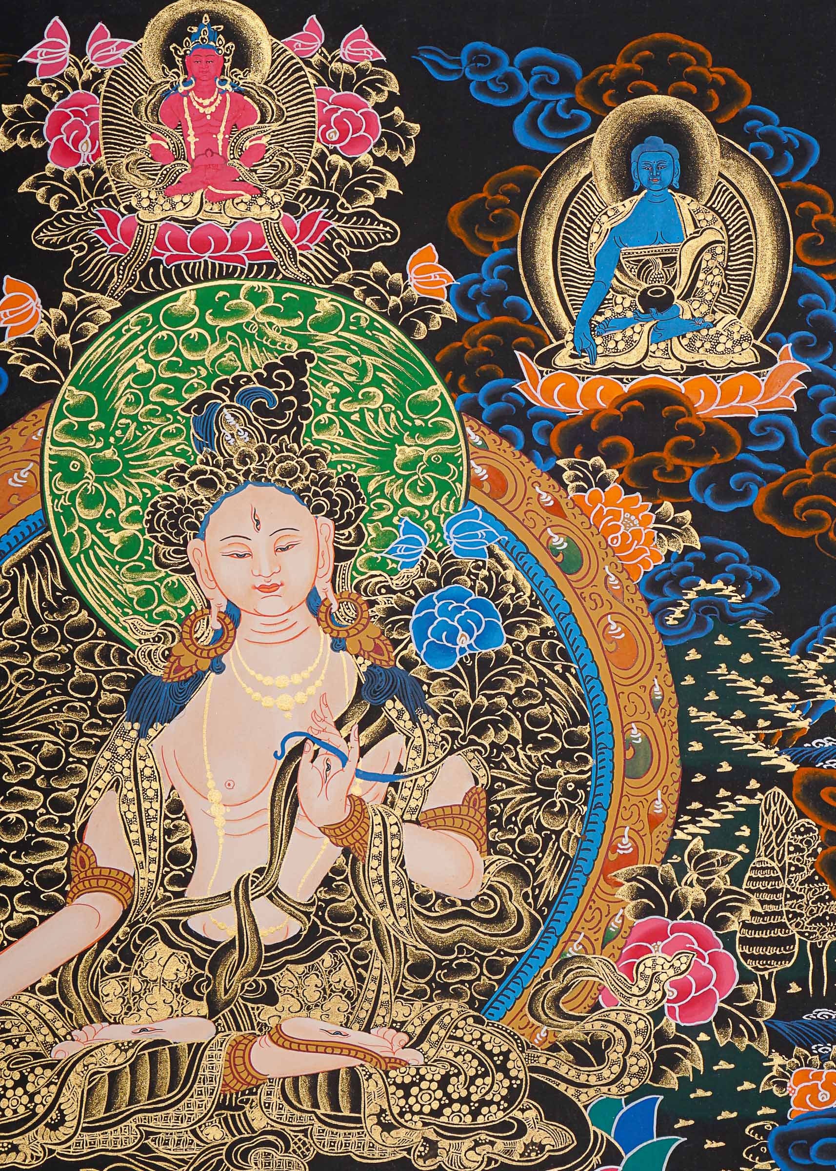 White Tara Thangka - Tibetan Painting