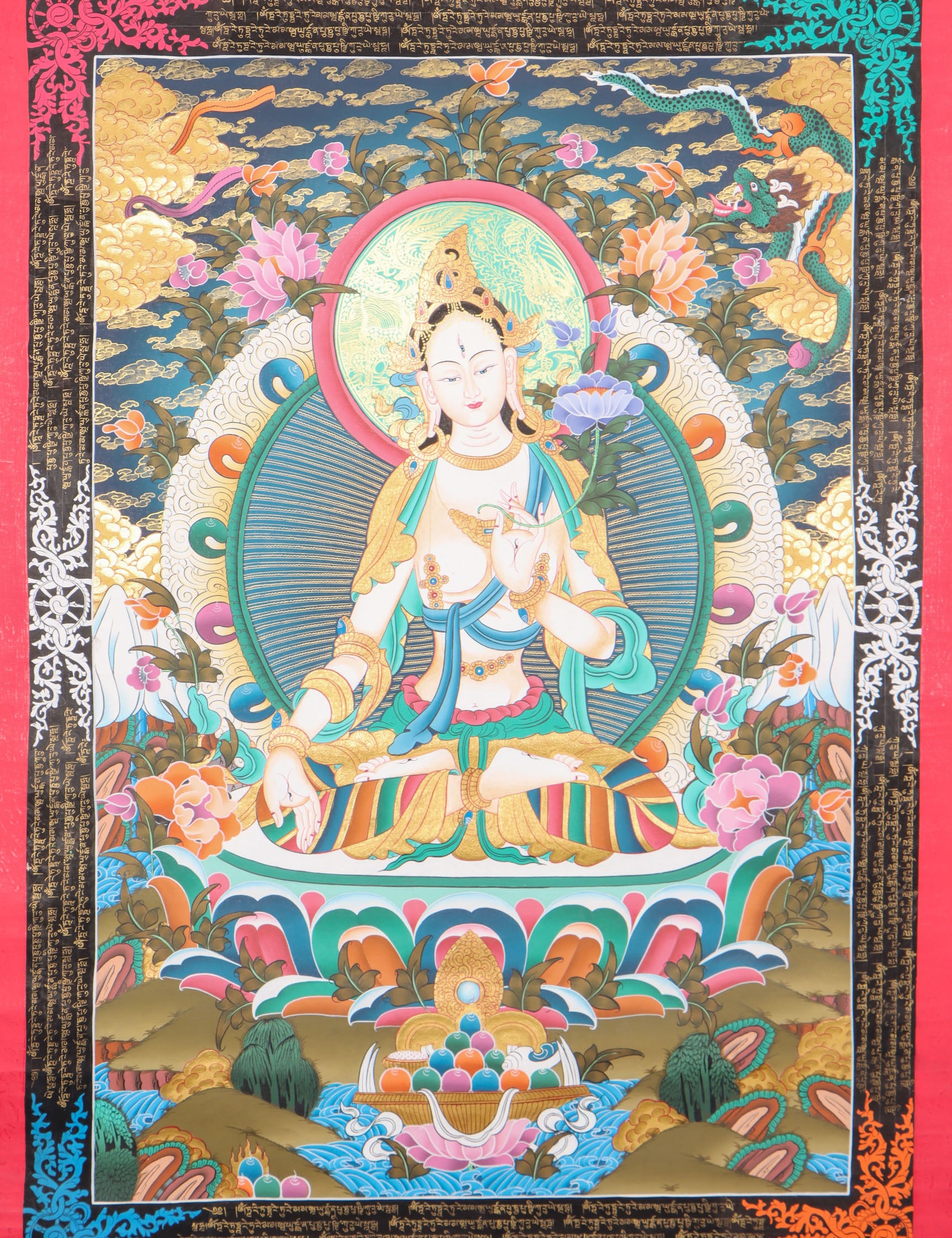 White Tara Thangka for meditation and enlightment.