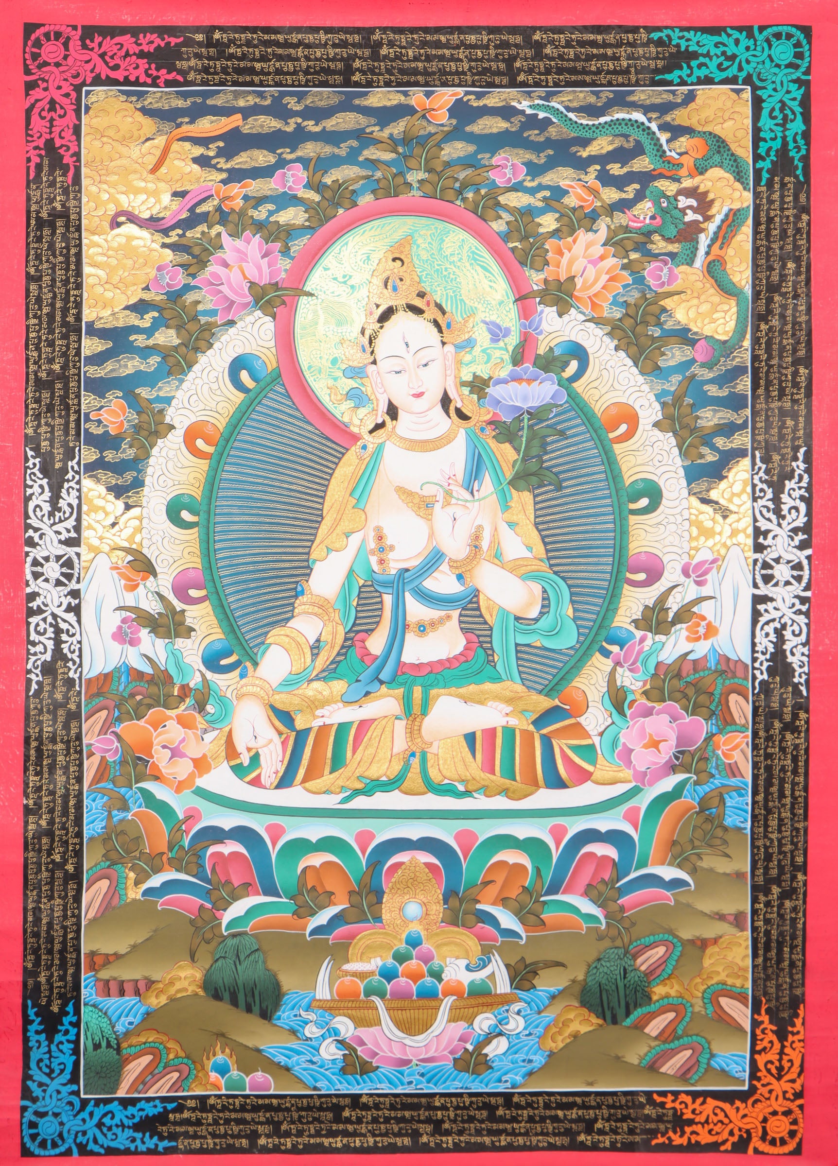 White Tara Thangka for meditation and enlightment.