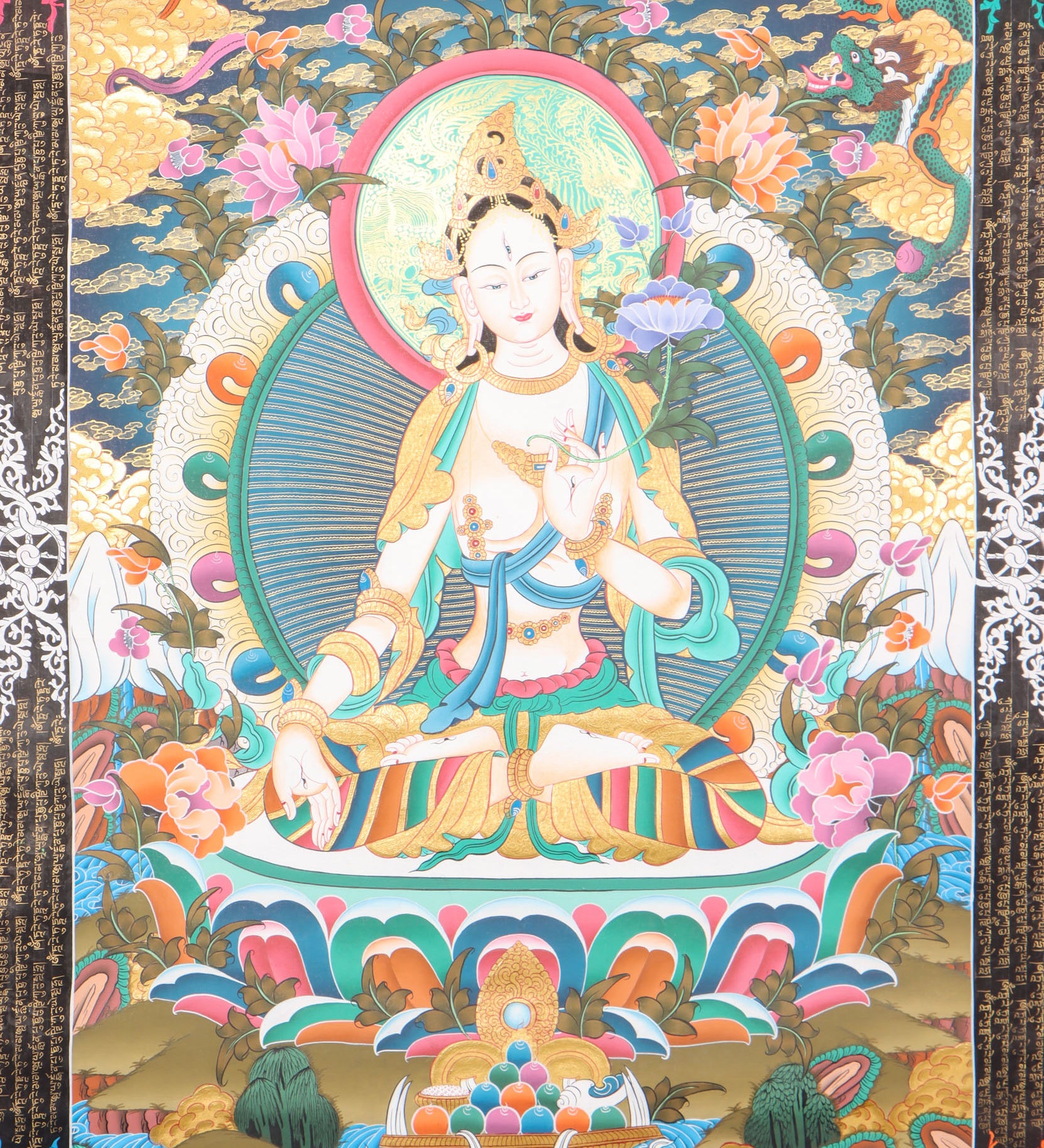 White Tara Thangka for meditation and enlightment.