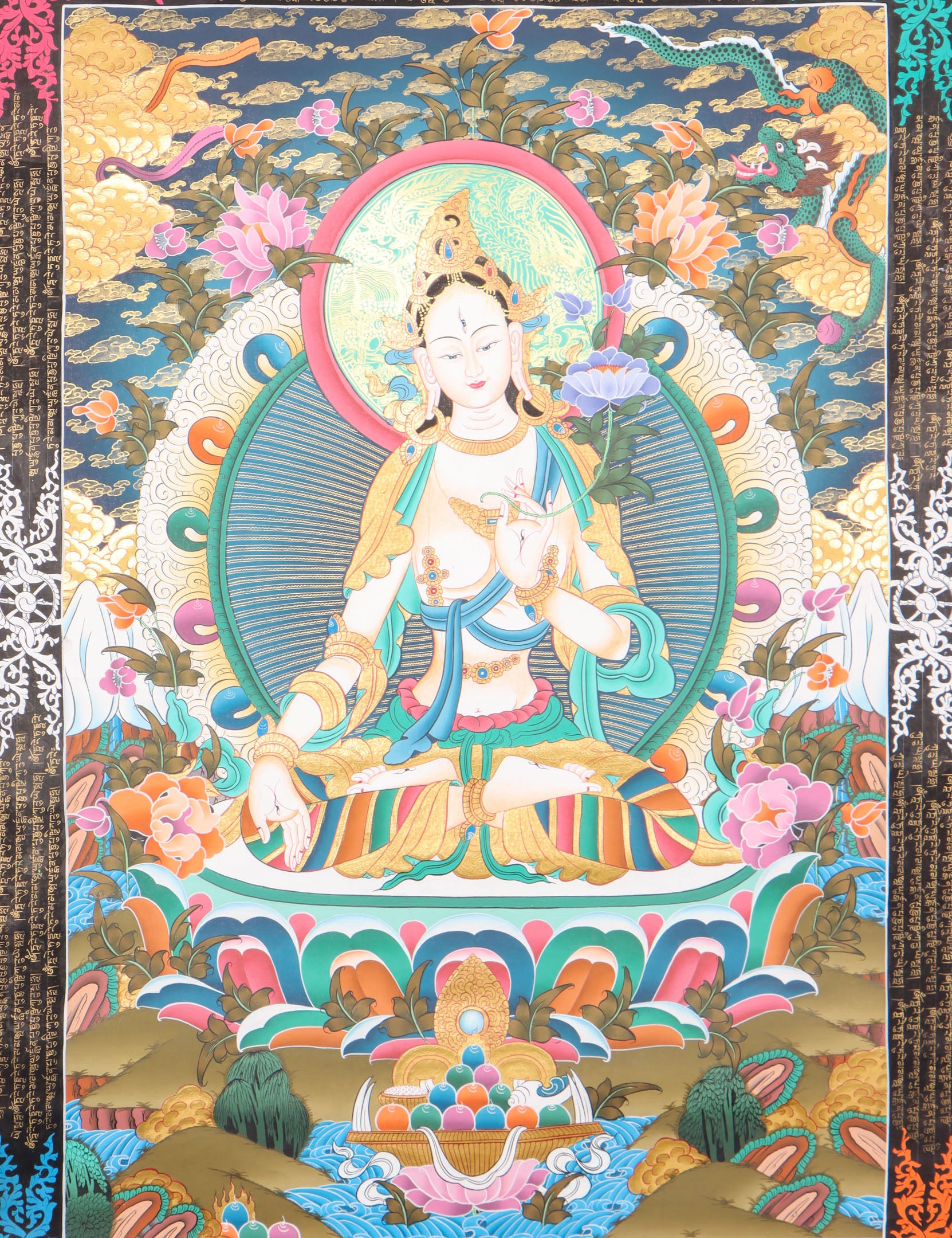 White Tara Thangka for meditation and enlightment.