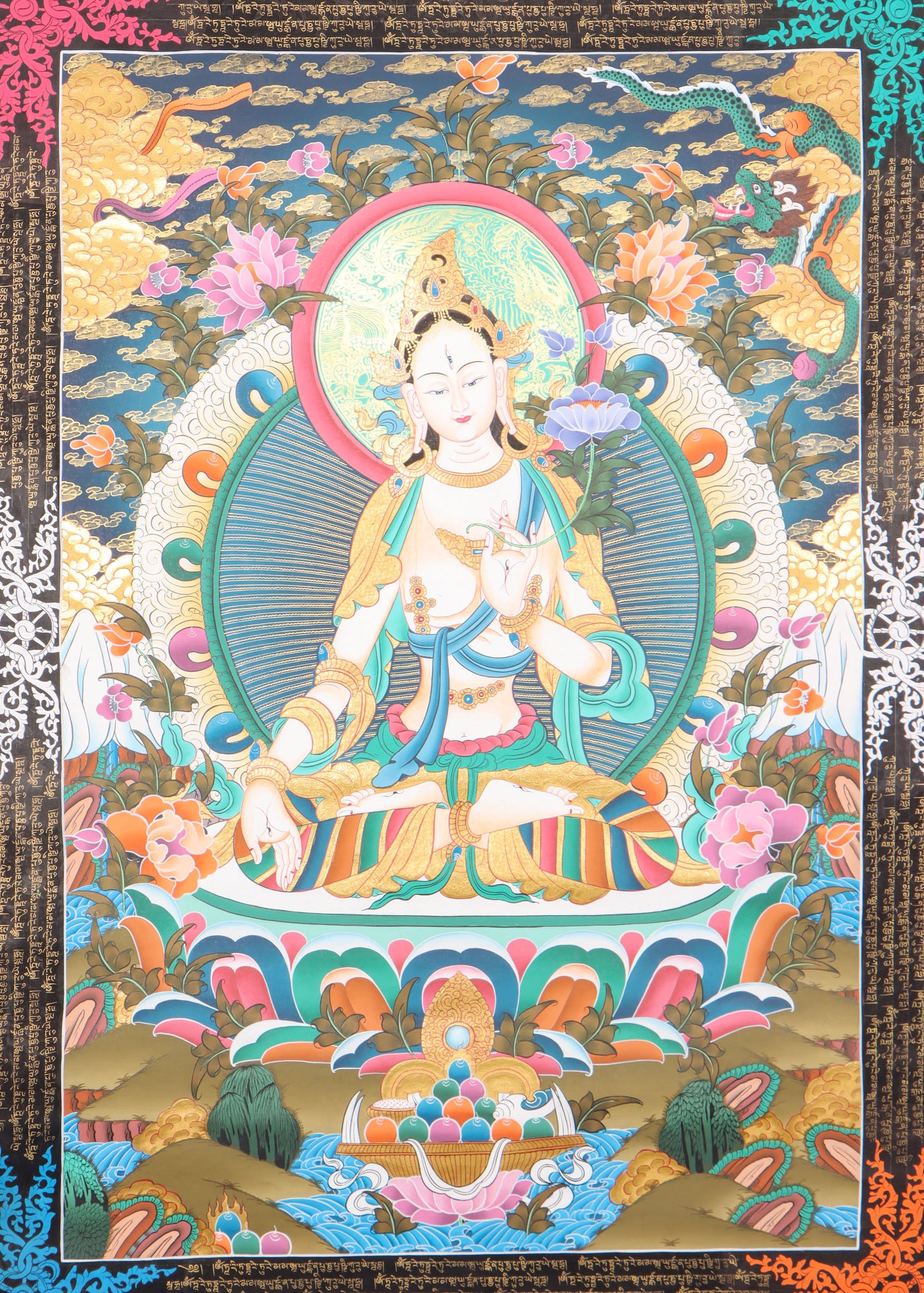 White Tara Thangka for meditation and enlightment.