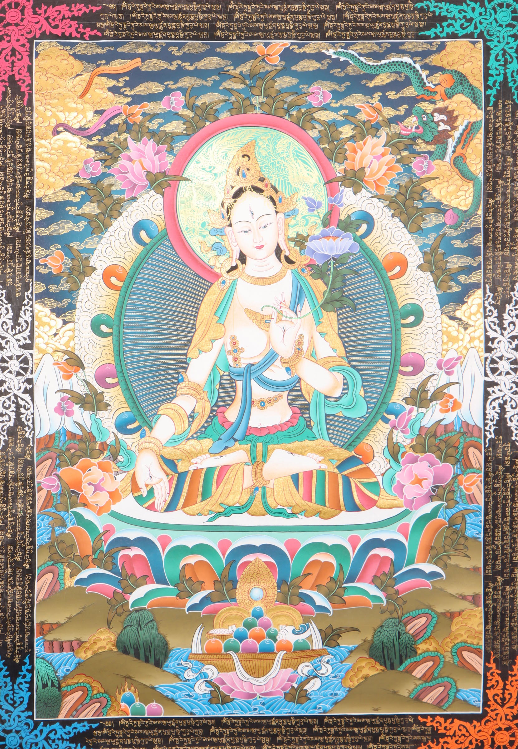 White Tara Thangka for meditation and enlightment.