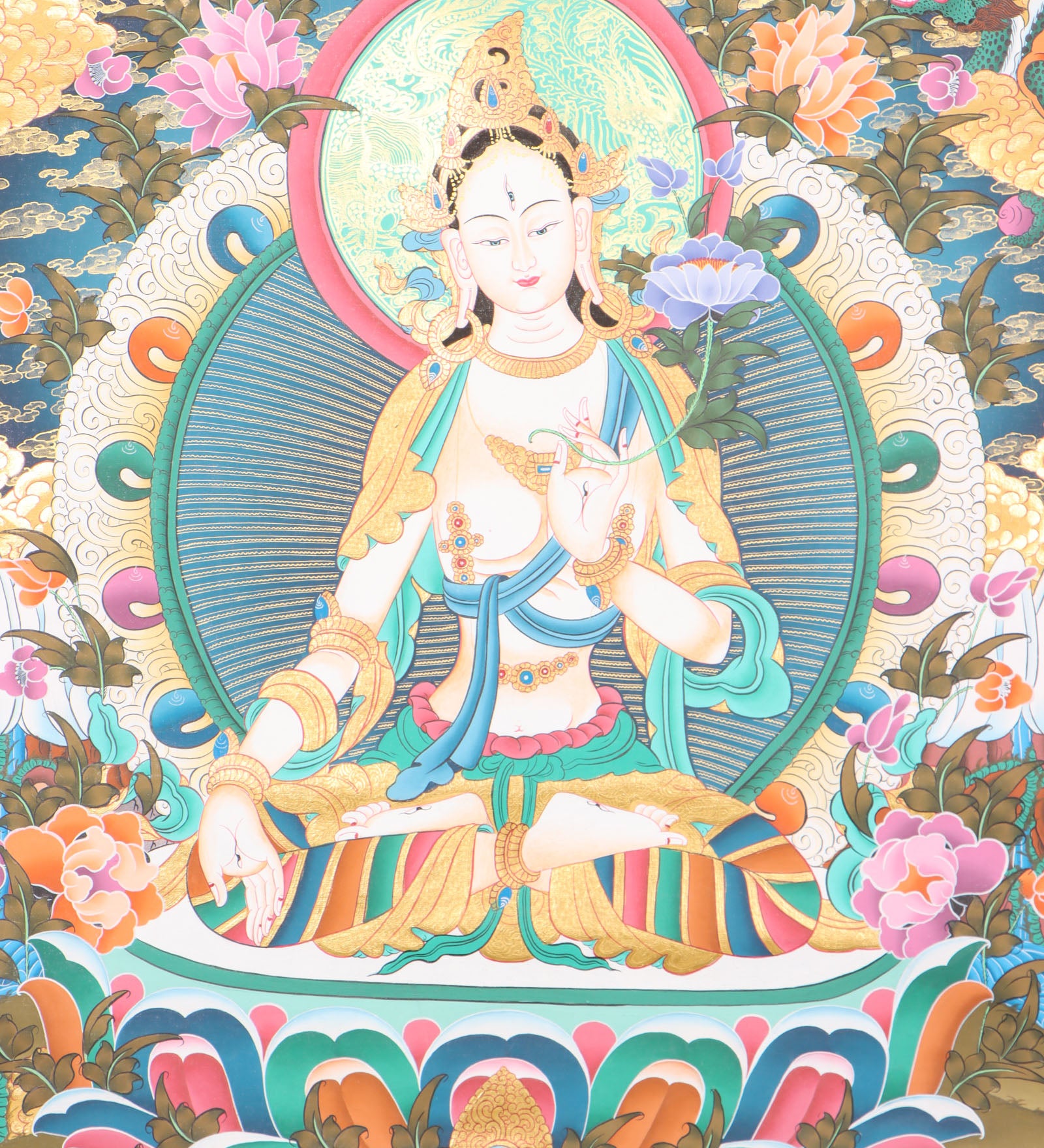 White Tara Thangka for meditation and enlightment.