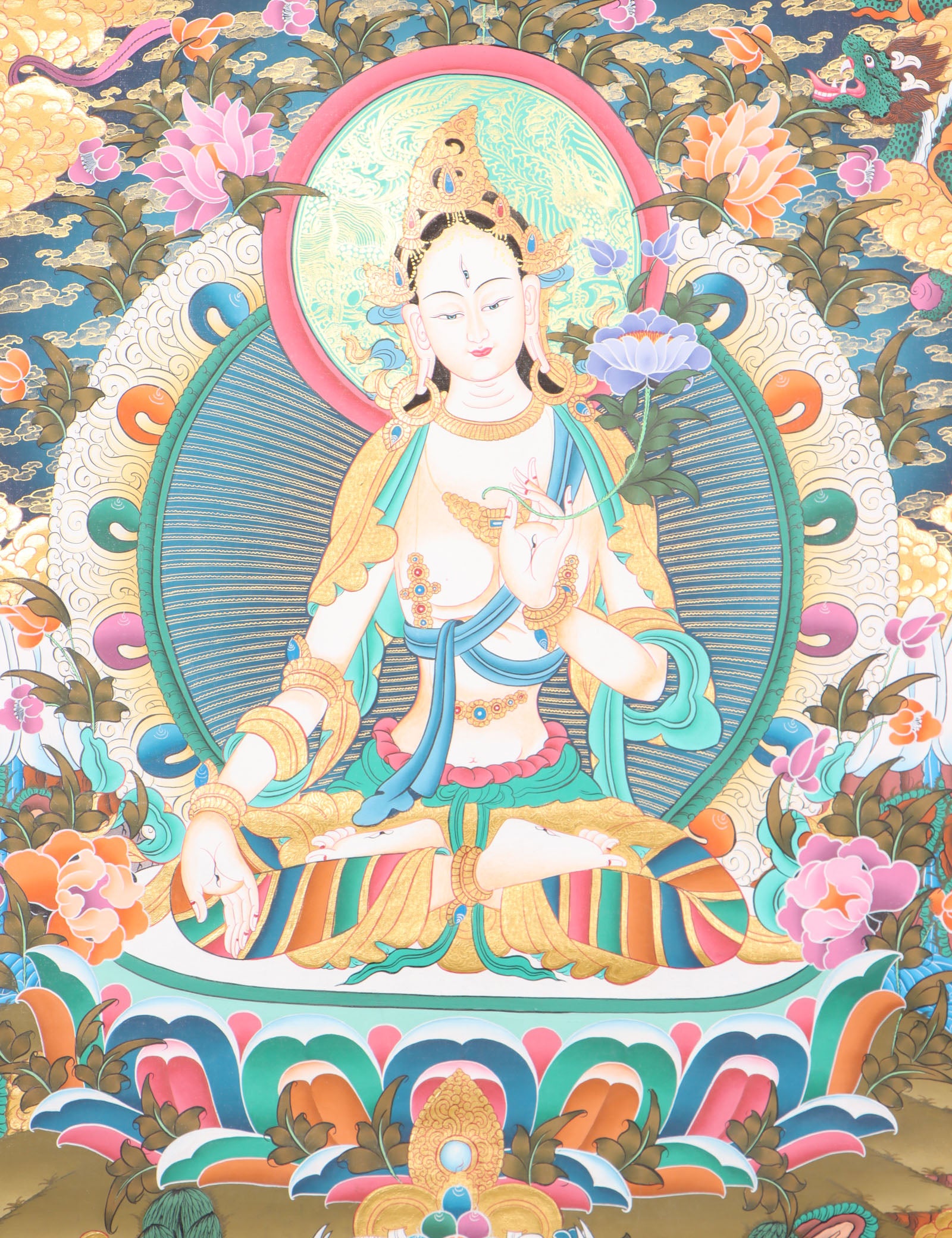White Tara Thangka for meditation and enlightment.