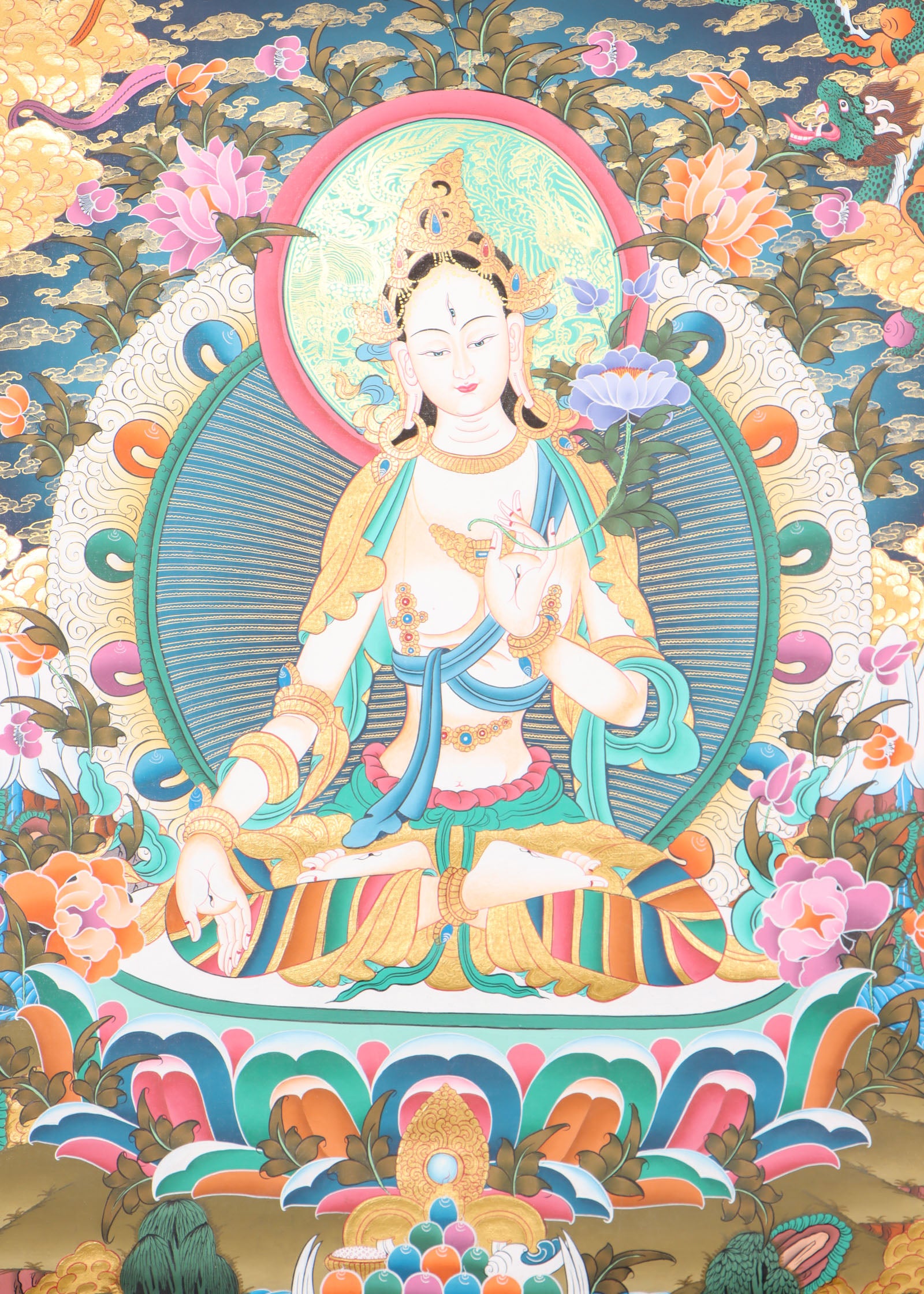 White Tara Thangka for meditation and enlightment.