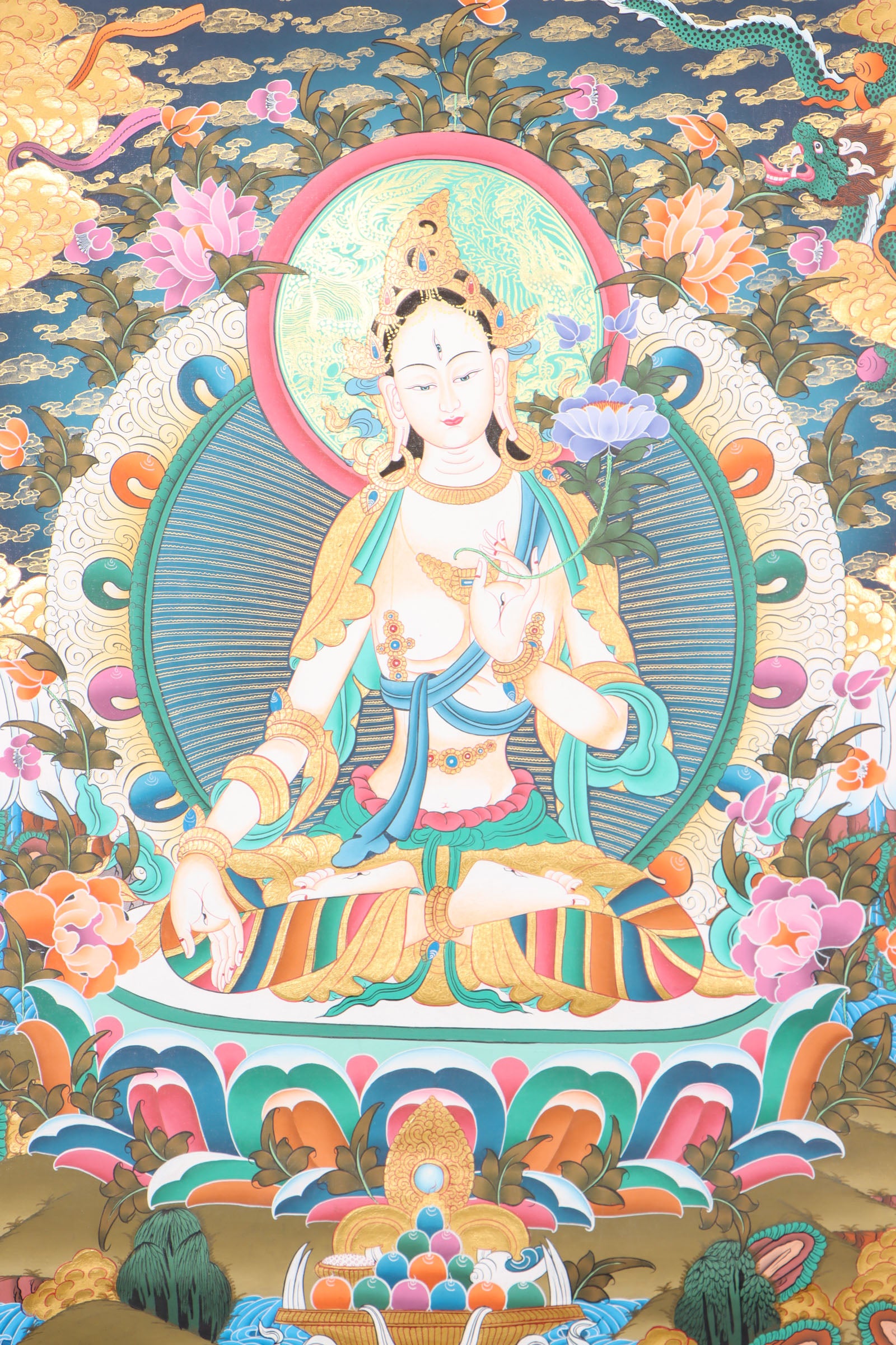 White Tara Thangka for meditation and enlightment.