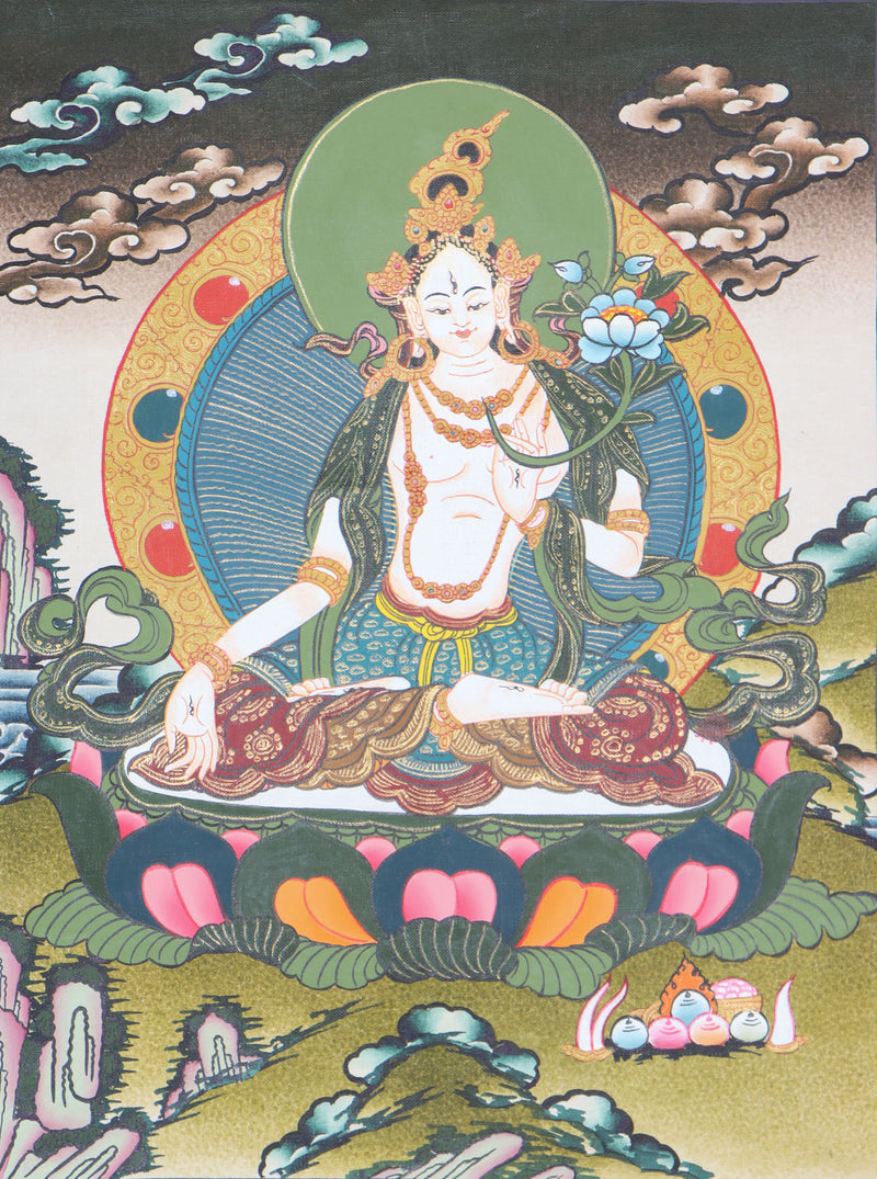 White Tara Thangka is the female Bodhisattva of compassionate action.