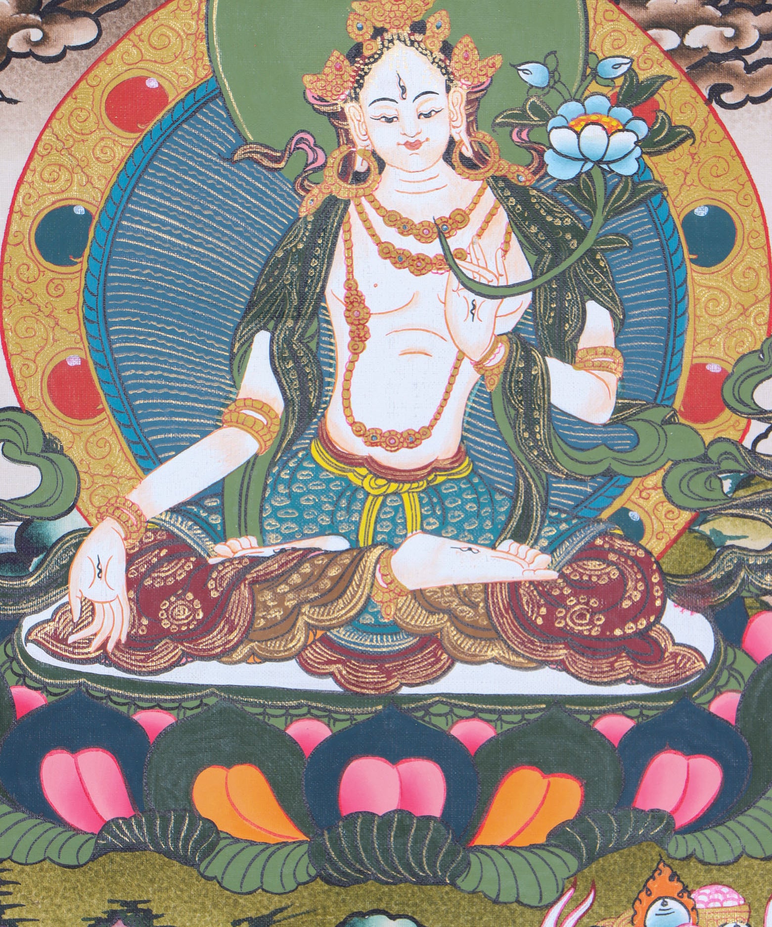White Tara Thangka is the female Bodhisattva of compassionate action.