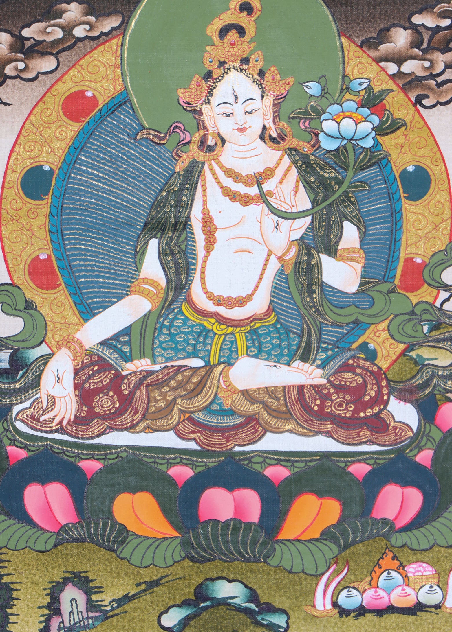 White Tara Thangka is the female Bodhisattva of compassionate action.