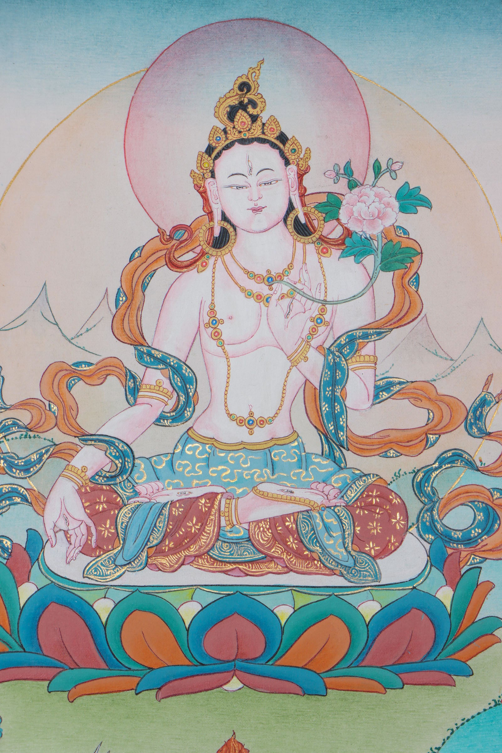 White Tara Thangka - Himalayas Shop