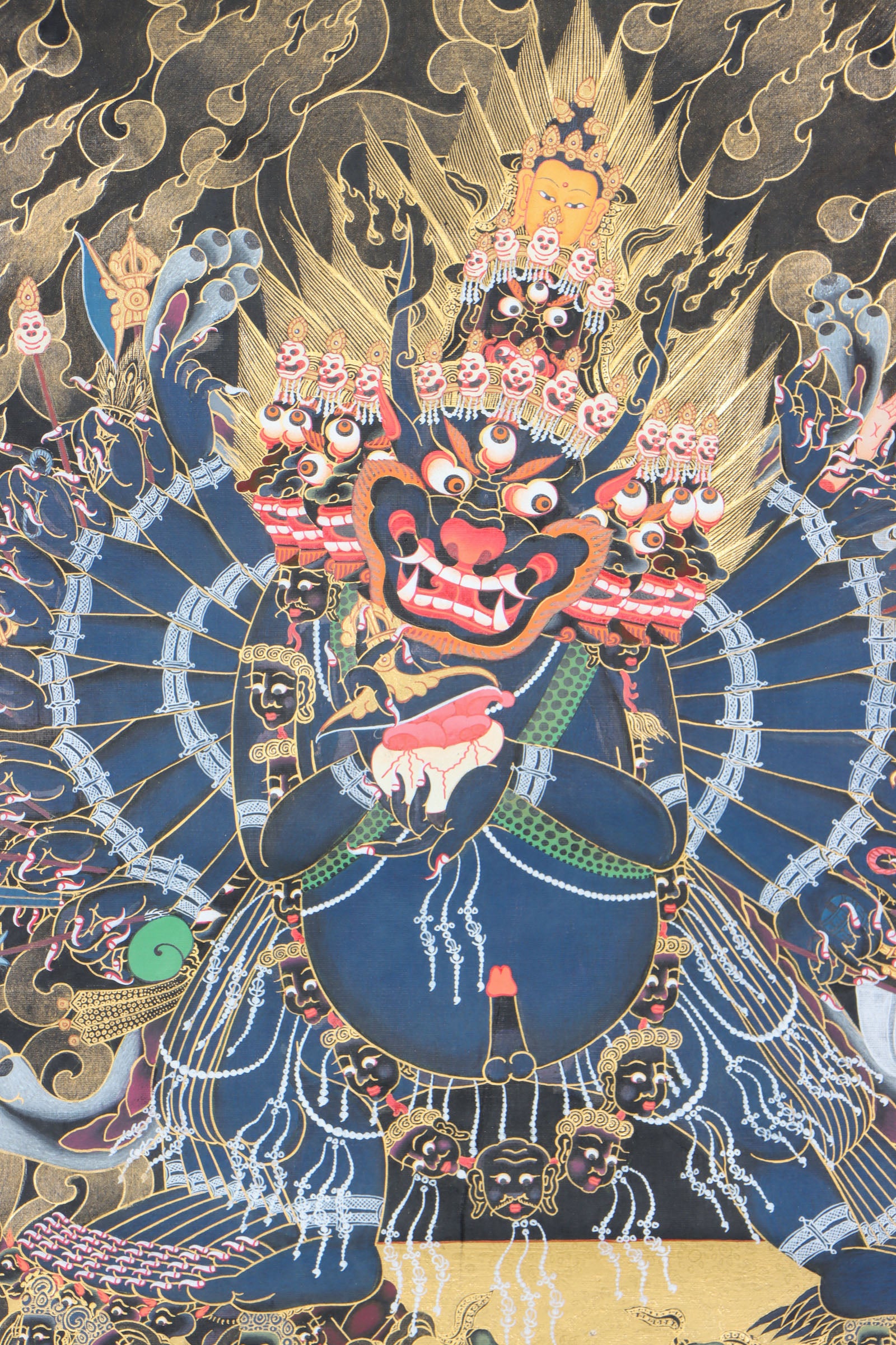 Yamantaka Thangka Painting for ignorance, delusion, and obstacles to enlightenment.