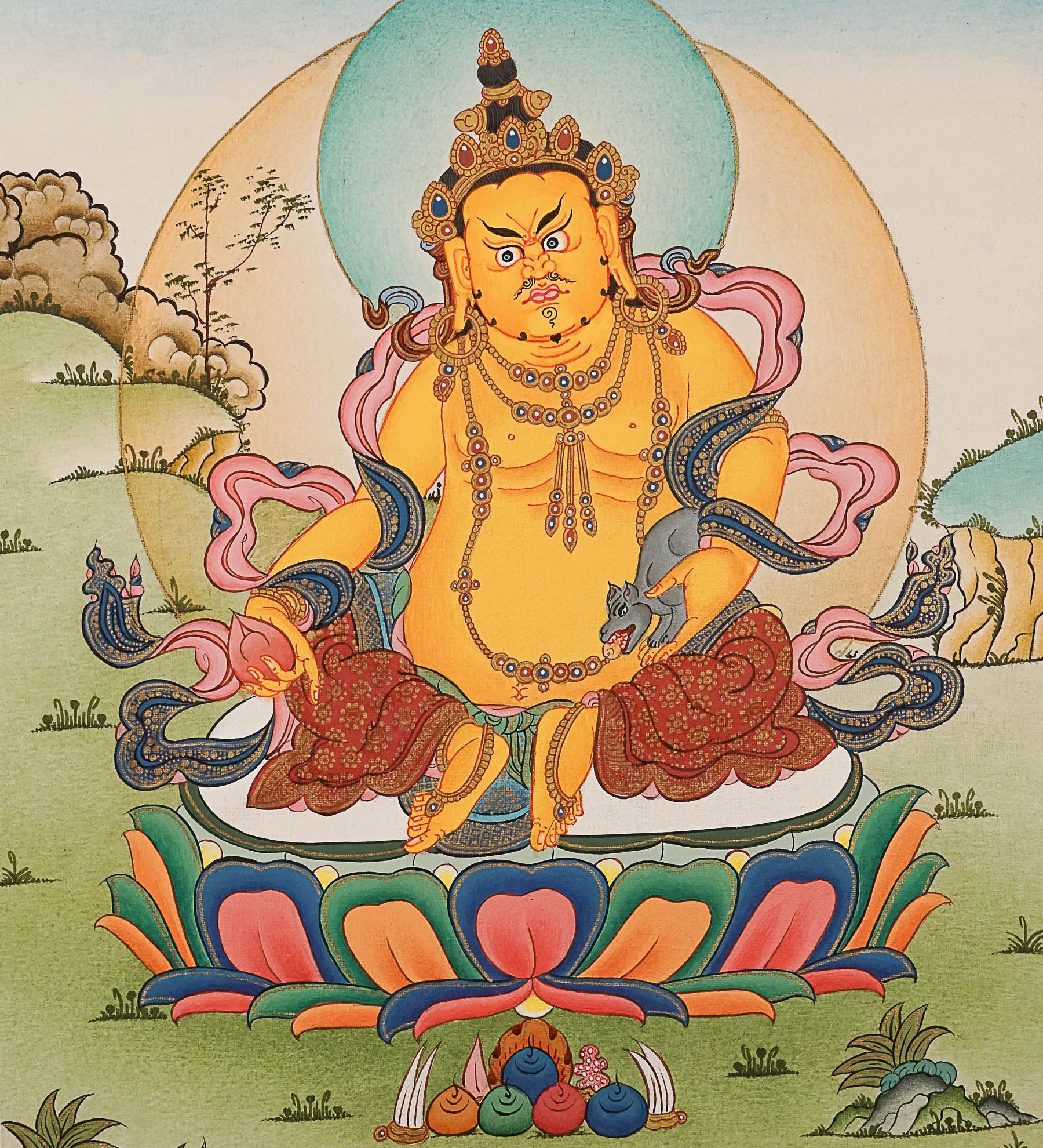 Zambala Thangka Painting for wall hanging decor.