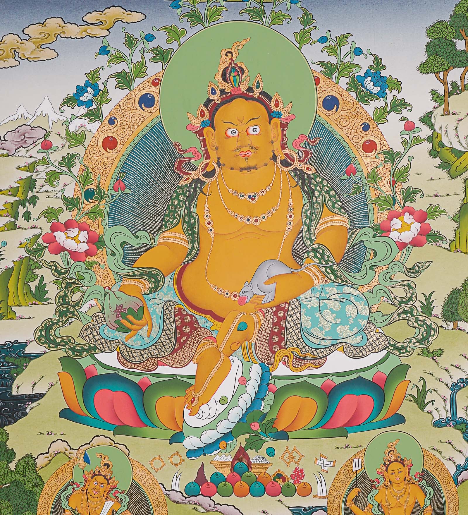 Zambala Thangka Painting - God of Wealth