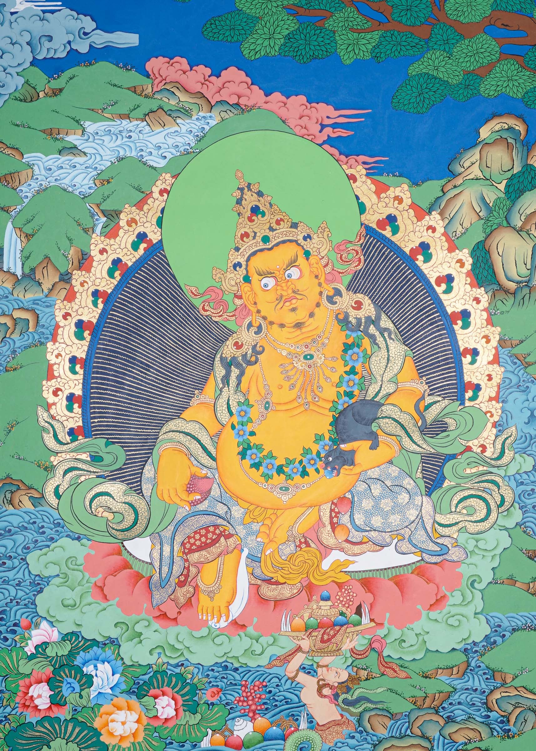 Zambala Thangka Painting - Wealth Deity