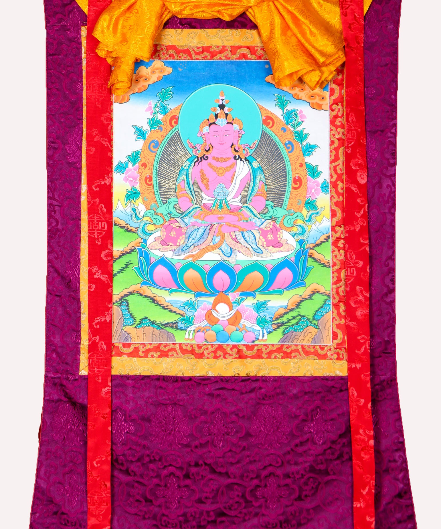 Amitayus Brocade Thangka Painting - Himalayas Shop