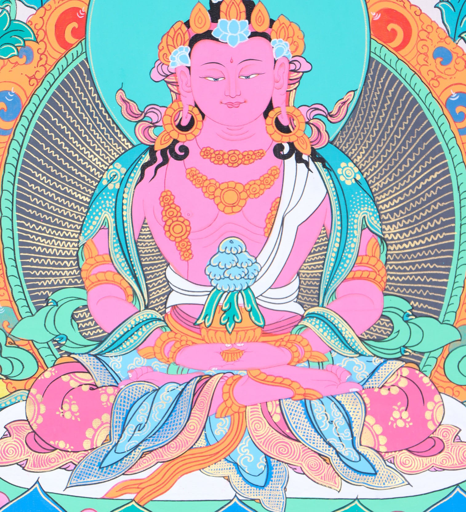 Amitayus Brocade Thangka Painting - Himalayas Shop