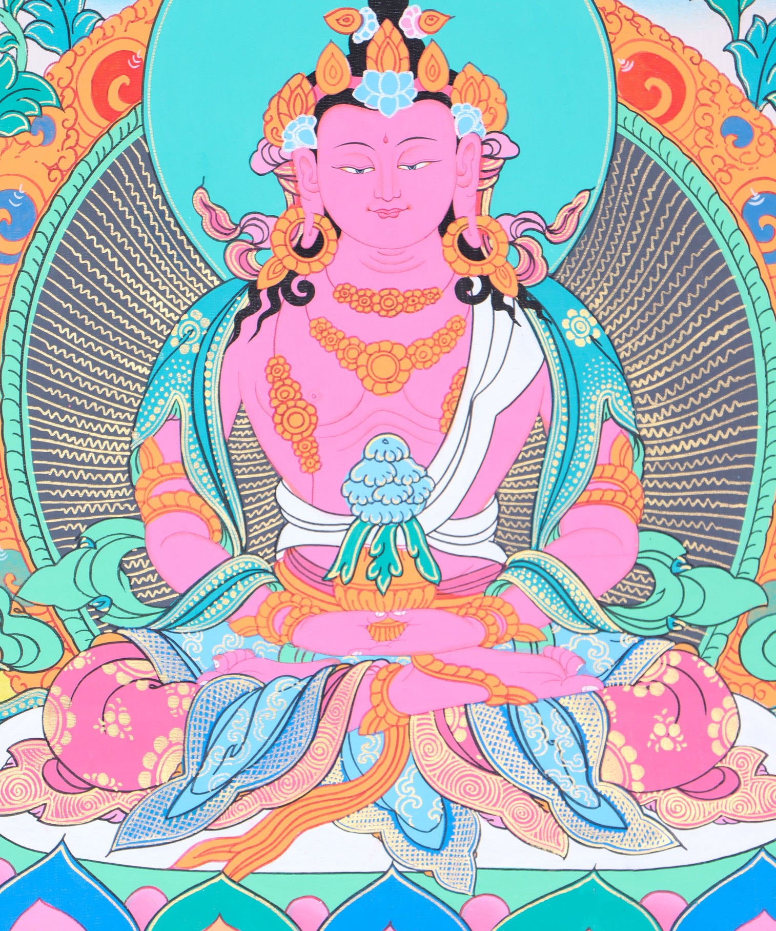 Amitayus Brocade Thangka Painting - Himalayas Shop