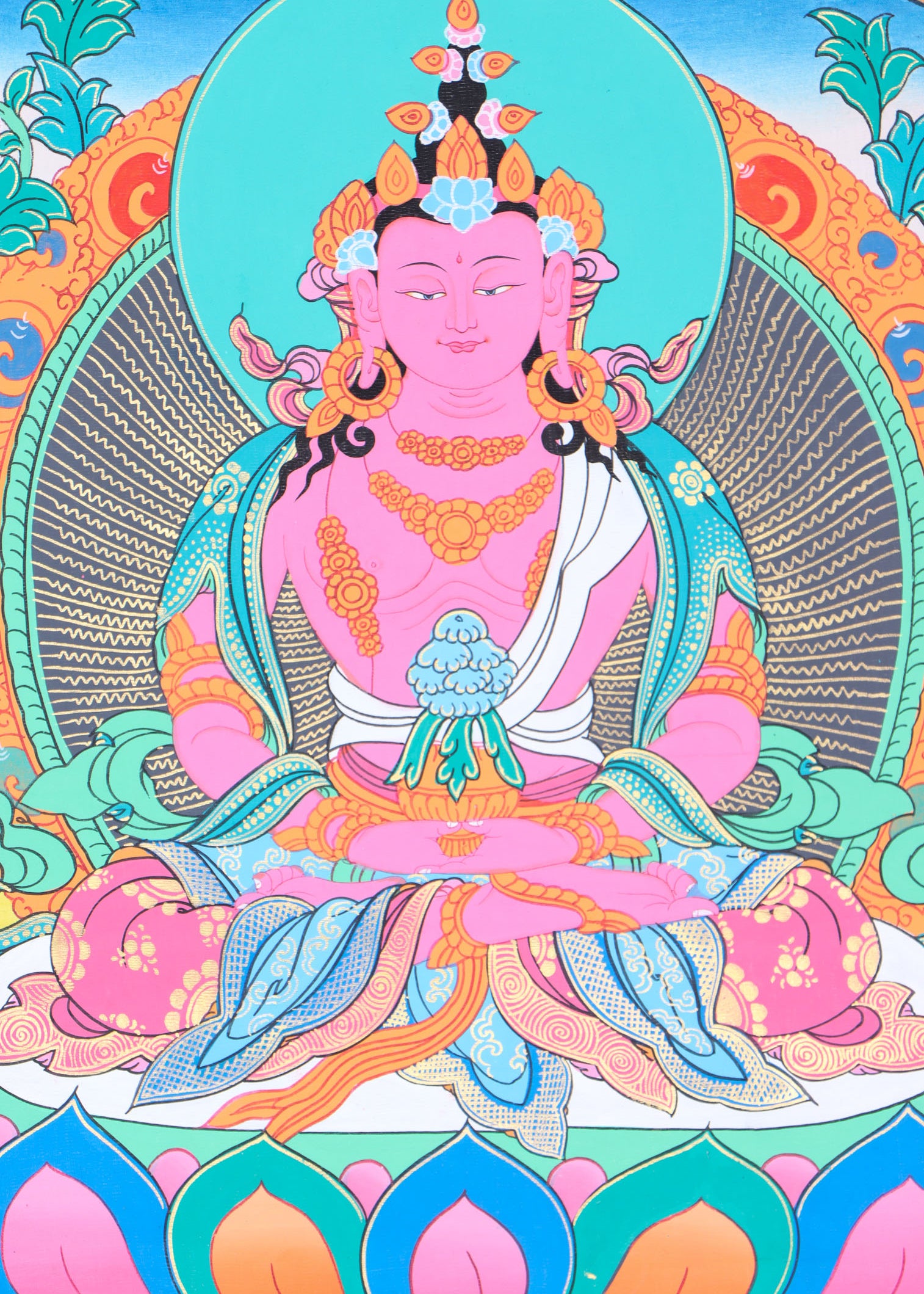 Amitayus Brocade Thangka Painting - Himalayas Shop