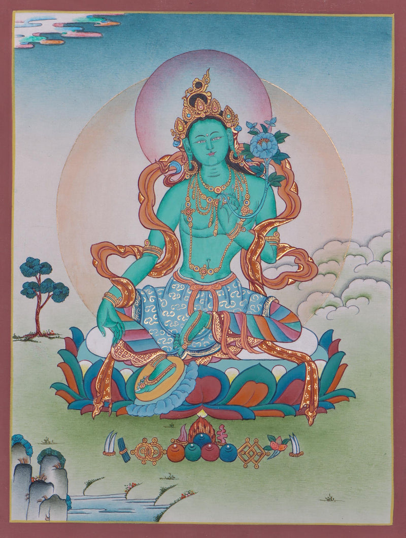 Green Tara Thangka Painting for healing | Special Thangka art for Tara practitioner