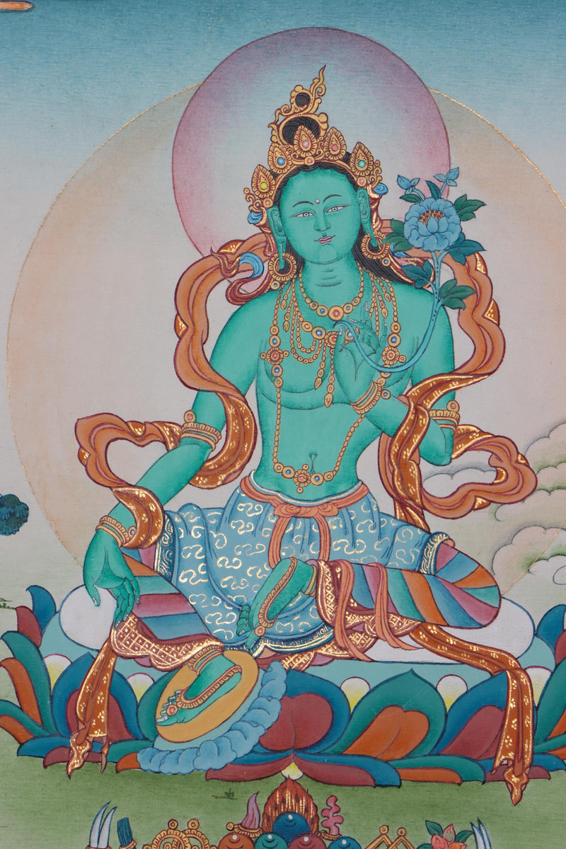 Green Tara Thangka Painting for healing | Special Thangka art for Tara practitioner