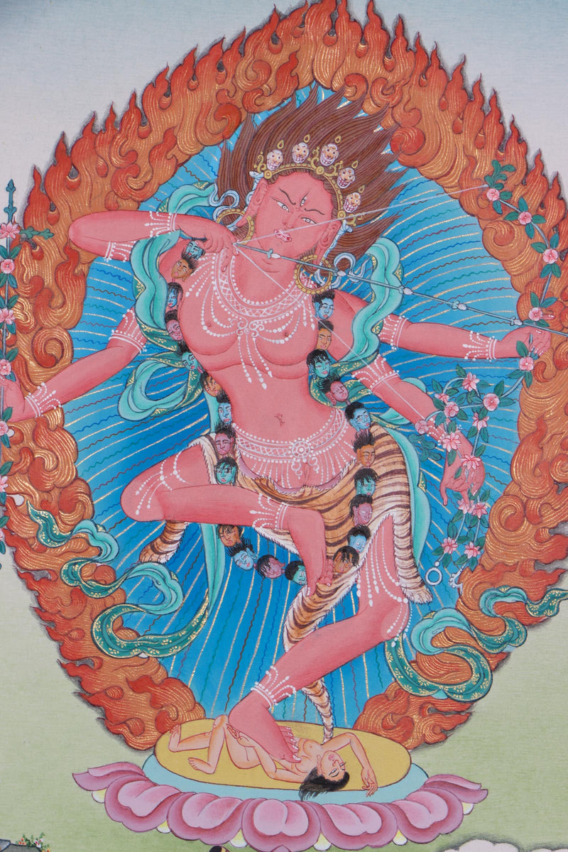 Red Kurukulla Wrathful Yogini Female Buddhism Deity- Thangka Painting