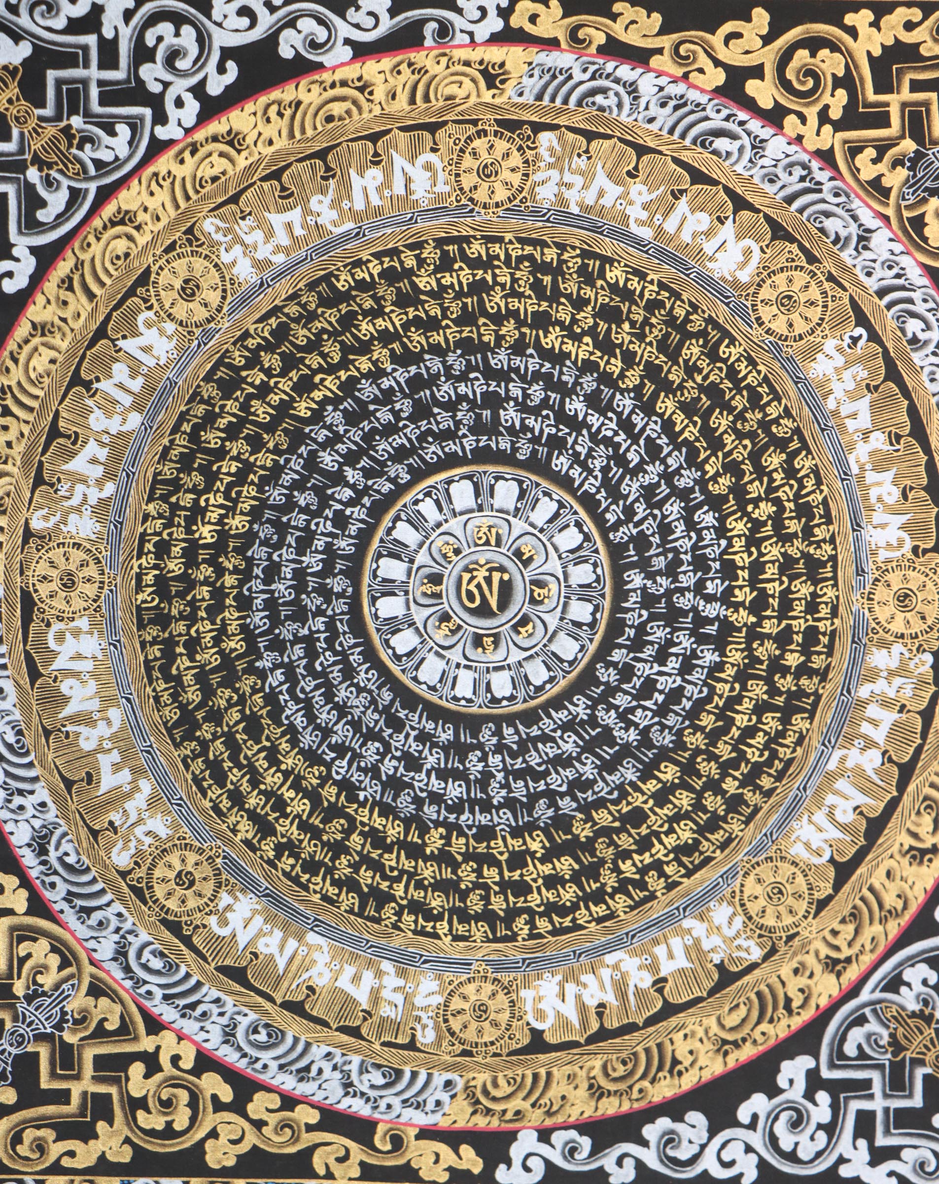 Om Mantra Mandala Thangka for spiritual practice.