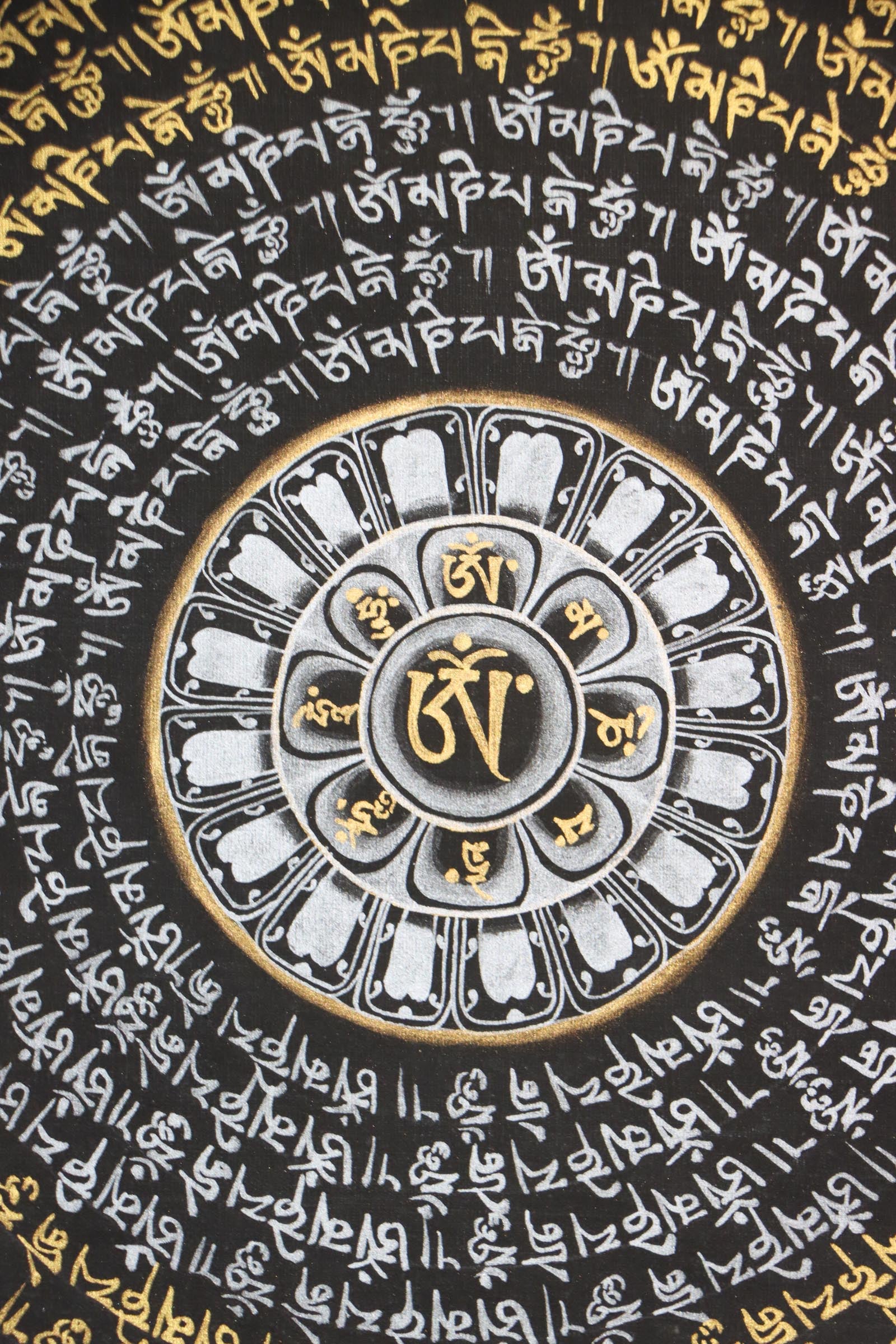 Om Mantra Mandala Thangka for spiritual practice.
